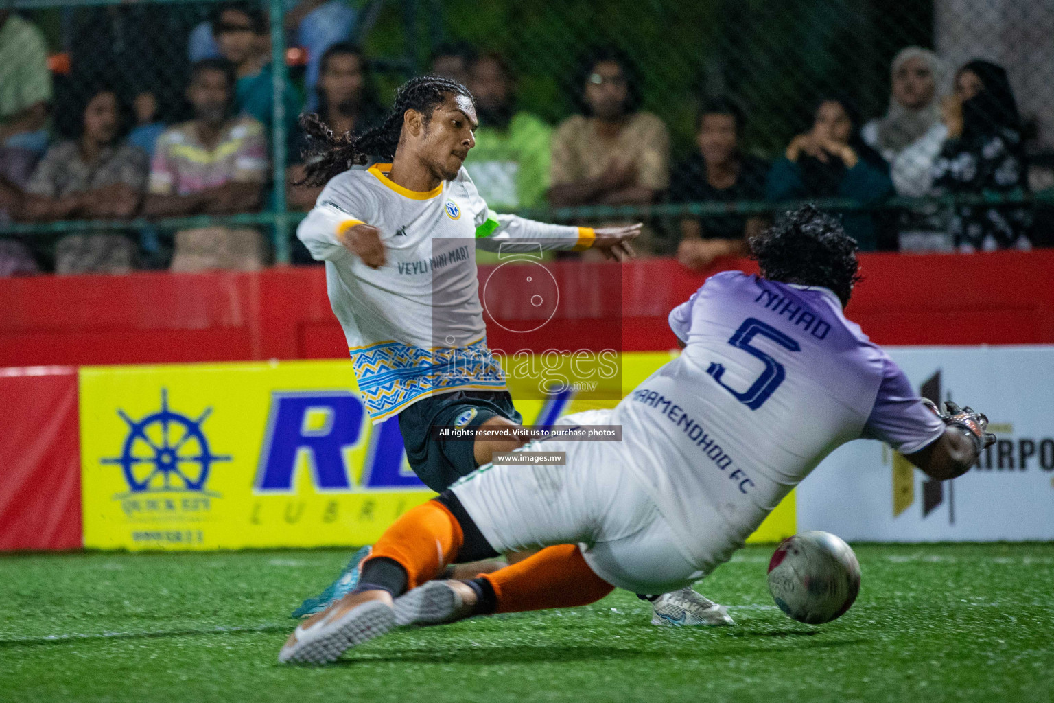 GA. Maamendhoo vs GA. Nilandhoo in Day 7 of Golden Futsal Challenge 2023 on 11 February 2023 in Hulhumale, Male, Maldives