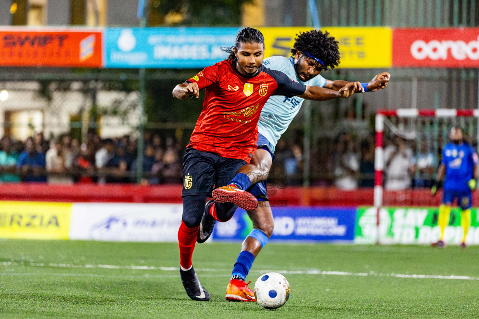 AA Mathiveri vs L Gan in Quarter Finals of Golden Futsal Challenge 2024 which was held on Friday, 1st March 2024, in Hulhumale', Maldives Photos: Nausham Waheed / images.mv