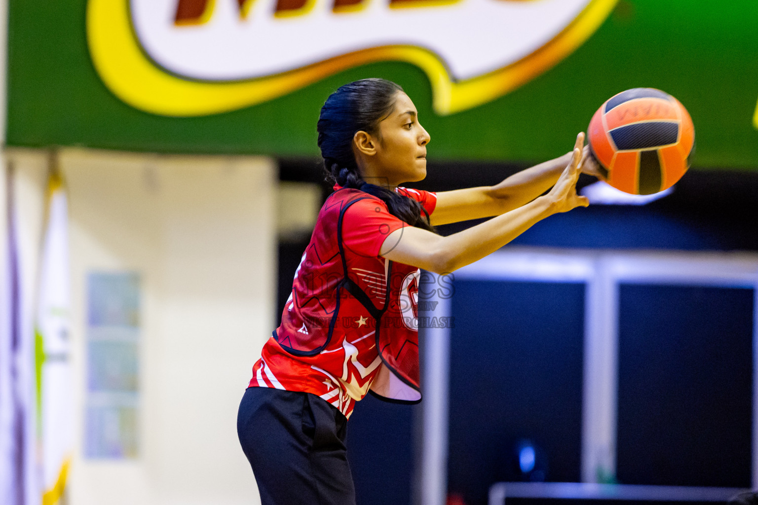 Day 9 of 25th Inter-School Netball Tournament was held in Social Center at Male', Maldives on Monday, 19th August 2024. Photos: Nausham Waheed / images.mv