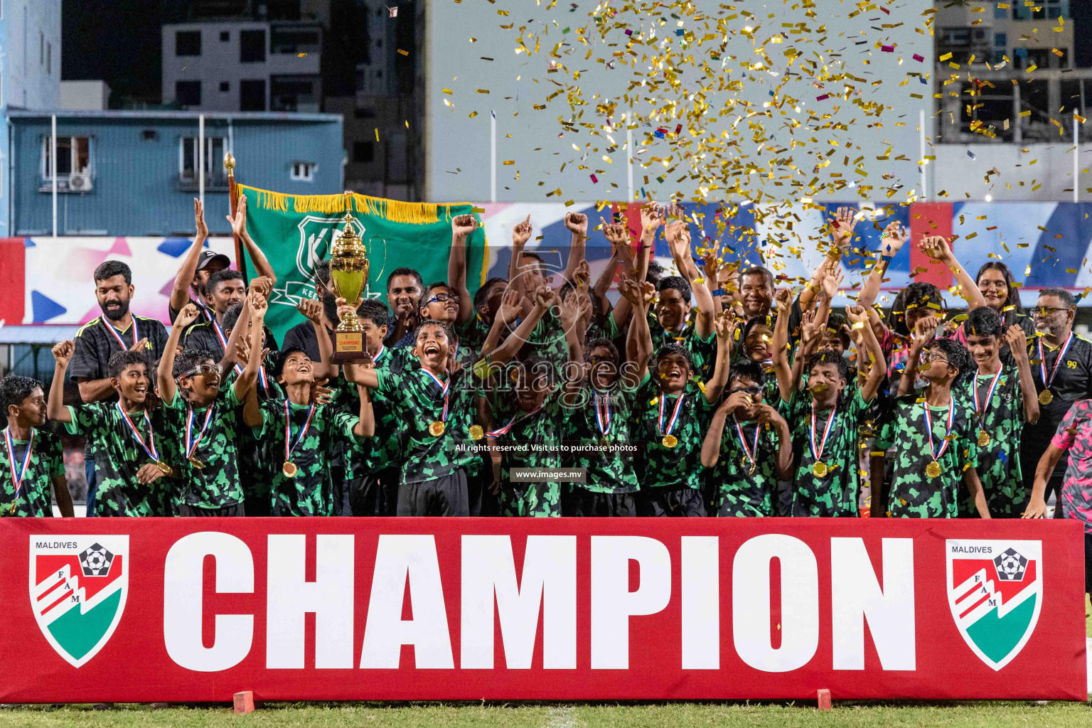 Kalaafaanu School vs Ahmadhiyya International School in the Final of FAM U13 Inter School Football Tournament 2022/23 was held in National Football Stadium on Sunday, 11th June 2023.  Photos: Ismail Thoriq / images.mv