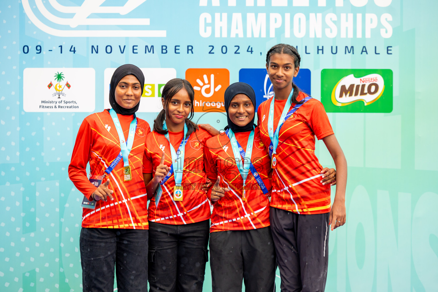 Day 6 of MWSC Interschool Athletics Championships 2024 held in Hulhumale Running Track, Hulhumale, Maldives on Thursday, 14th November 2024. Photos by: Nausham Waheed / Images.mv