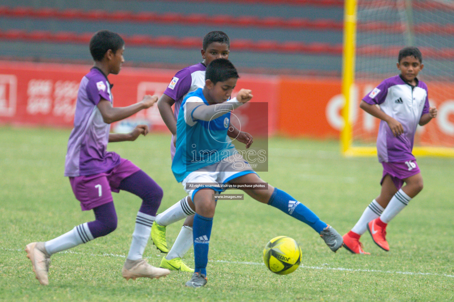 Hiriya School vs LH.EDU.CENTRE in MAMEN Inter School Football Tournament 2019 (U13) in Male, Maldives on 19th April 2019 Photos: Hassan Simah/images.mv