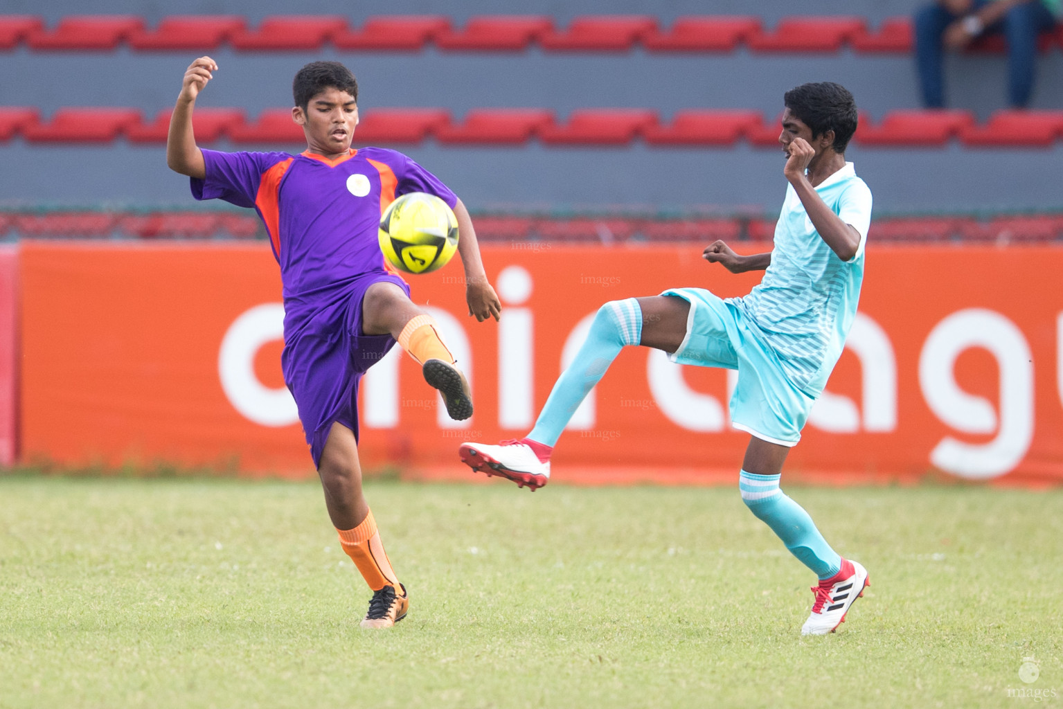 Ghiyasuddin School vs Resend School in Mamen Inter-School Football Tournament 2019 (U15) on 28th February 2019, Monday in Male' Maldives (Images.mv Photo: Suadh Abdul Sattar)