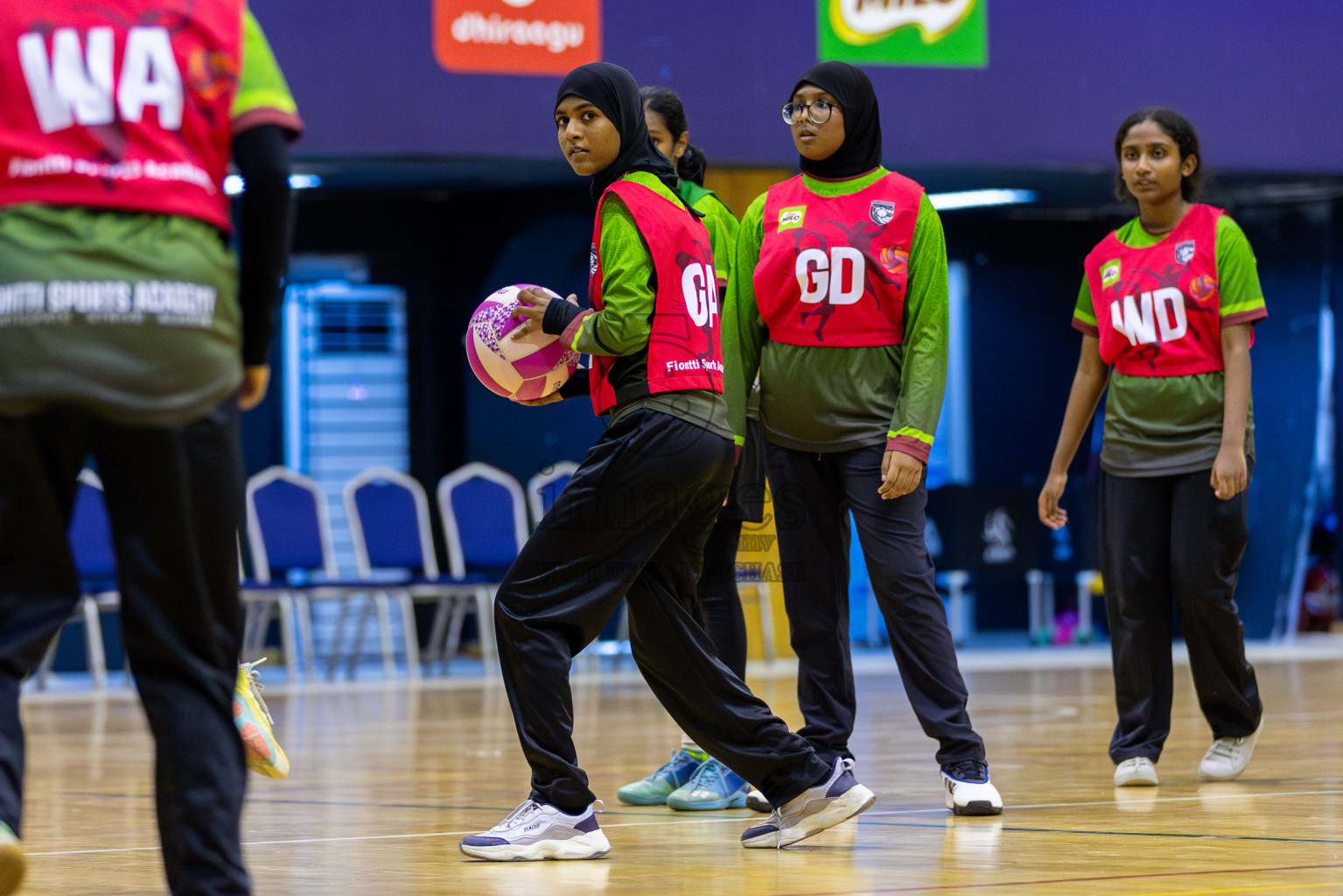 FIONTI Sports Club vs FIONTI Sports Academy  (U13) in Day 1 of 3rd Junior Championship - Netball association of Maldives, held at Social Center on 19th January 2025 . Photos by Shuu Abdul Sattar / Images.mv