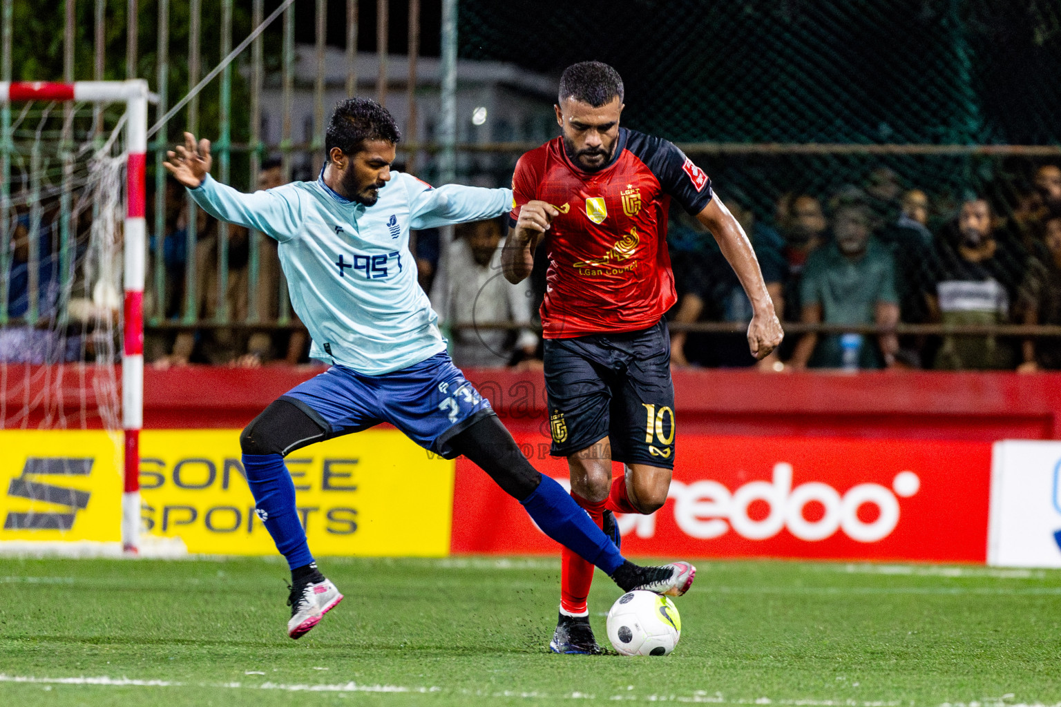 AA Mathiveri vs L Gan in Quarter Finals of Golden Futsal Challenge 2024 which was held on Friday, 1st March 2024, in Hulhumale', Maldives Photos: Nausham Waheed / images.mv