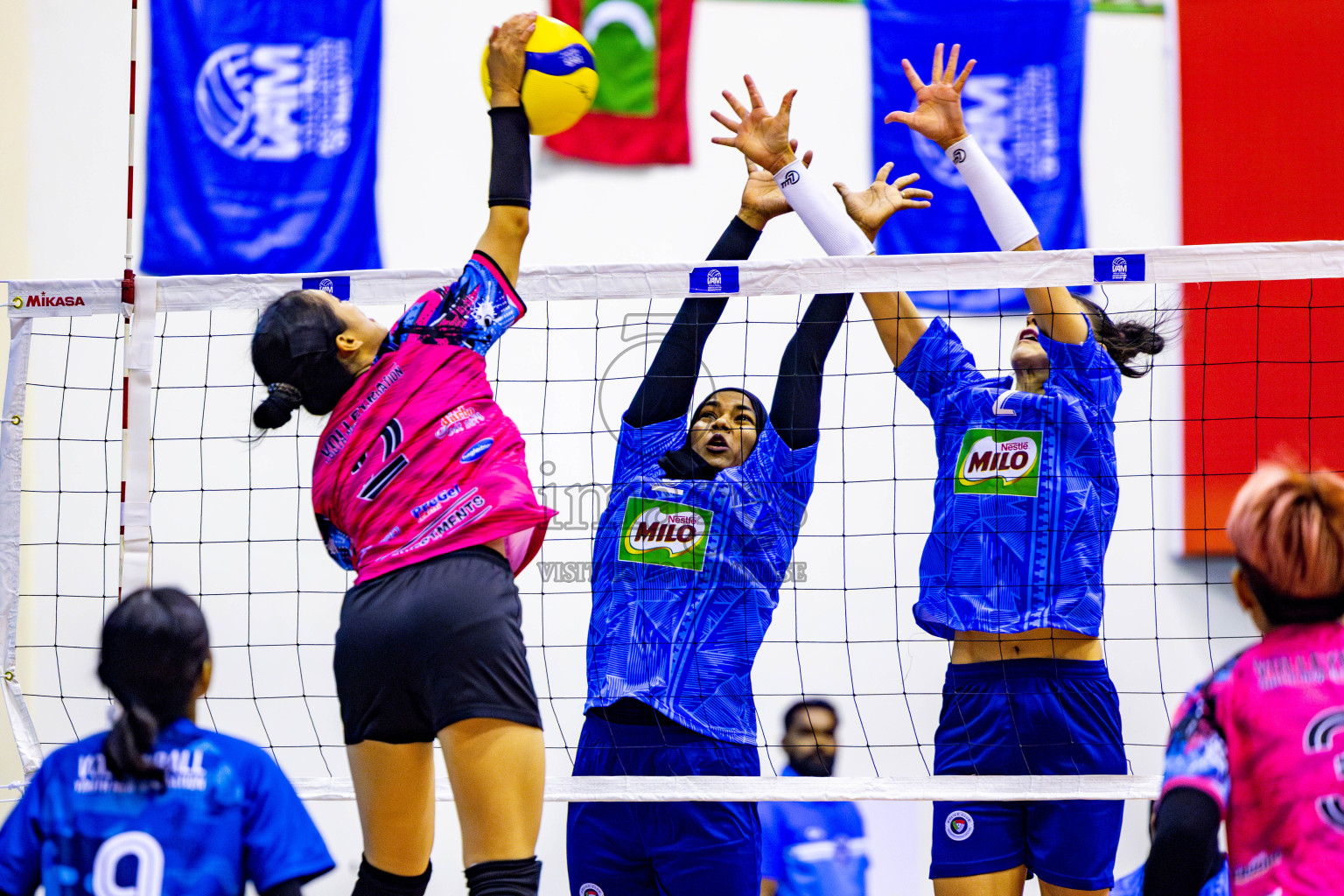 Police club vs Volleyball Youth NG Day 3 of Women's Division of Milo VAM Cup 2025 held in Male', Maldives on Friday, 11th April 2025 at Social Center Indoor Hall Photos By: Nausham Waheed / images.mv