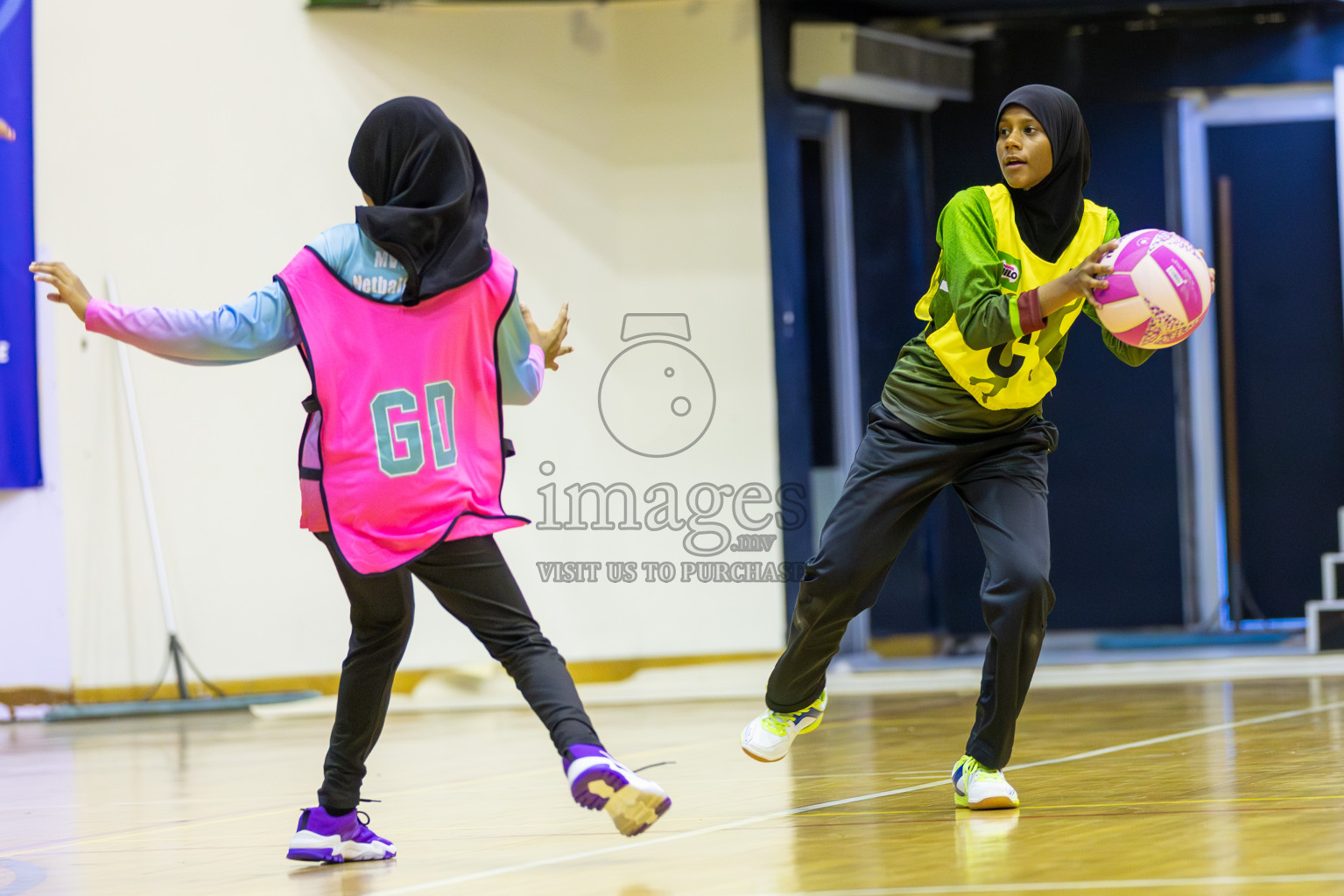 Fionti Sports Acadamy vs Netkids C in Day 3 of 3rd Netball Junior Championship, held at Social Center on Wednesday 22nd January 2025 . Photos: Shuu Abdul Sattar / images.mv