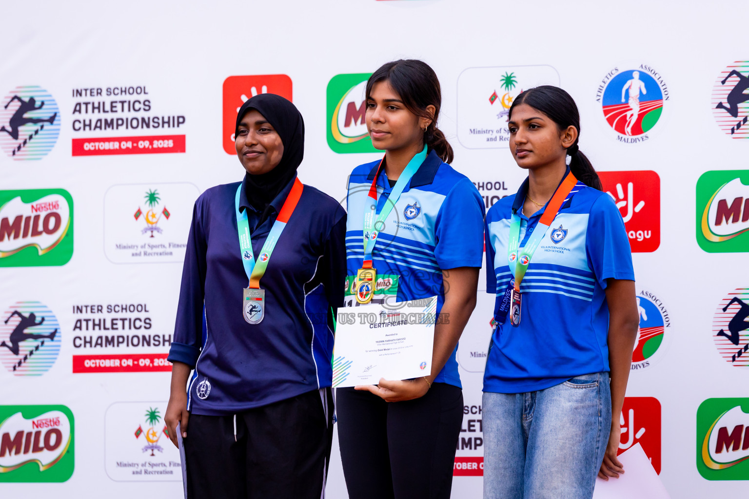 Day 6 of Inter-school Athletics Championship 2025 held in Ekuveni Synthetic Track, Male', Maldives on Sunday, 12th October 2025. Photos by: Nausham Waheed / Images.mv