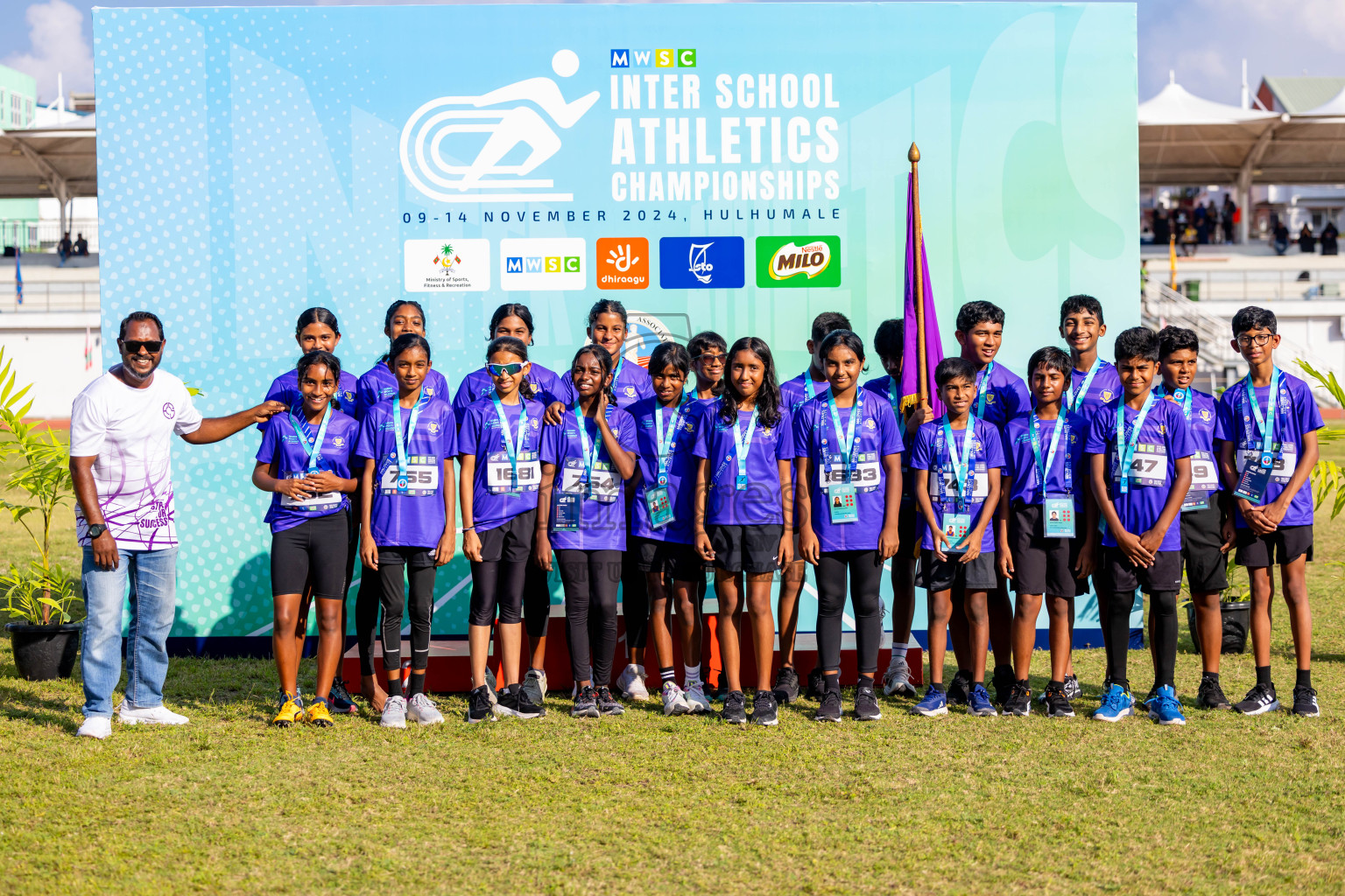 Day 3 of MWSC Interschool Athletics Championships 2024 held in Hulhumale Running Track, Hulhumale, Maldives on Monday, 11th November 2024. Photos by: Nausham Waheed / Images.mv