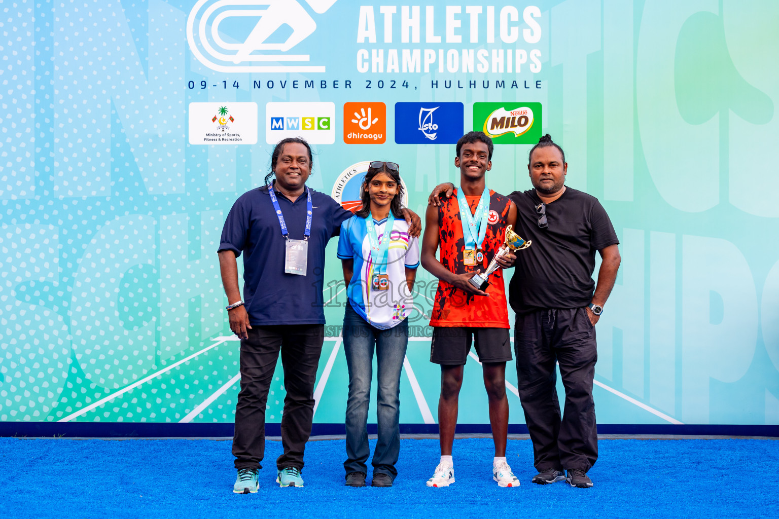 Day 6 of MWSC Interschool Athletics Championships 2024 held in Hulhumale Running Track, Hulhumale, Maldives on Thursday, 14th November 2024. Photos by: Nausham Waheed / Images.mv