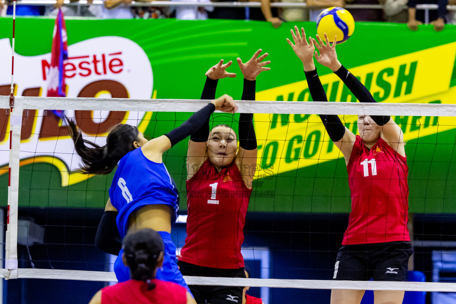 Kyrgyzstan vs Nepal in Semi Final of CAVA U20 Woman's Volleyball Championship 2024 was held in Social Center, Male', Maldives on 22nd July 2024. Photos: Nausham Waheed / images.mv