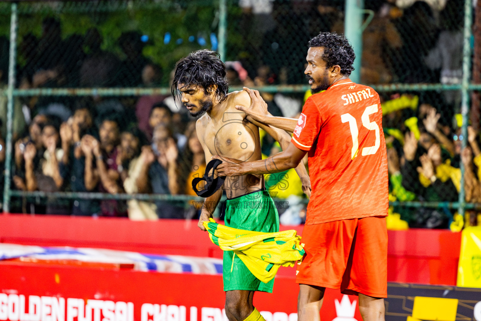 Gdh Vaadhoo vs GA Dhevvadhoo in zone round on Day 32 of Golden Futsal Challenge 2025 was held on Wednesday , 5th February 2025, in Hulhumale', Maldives. Photos: Nausham Waheed / images.mv