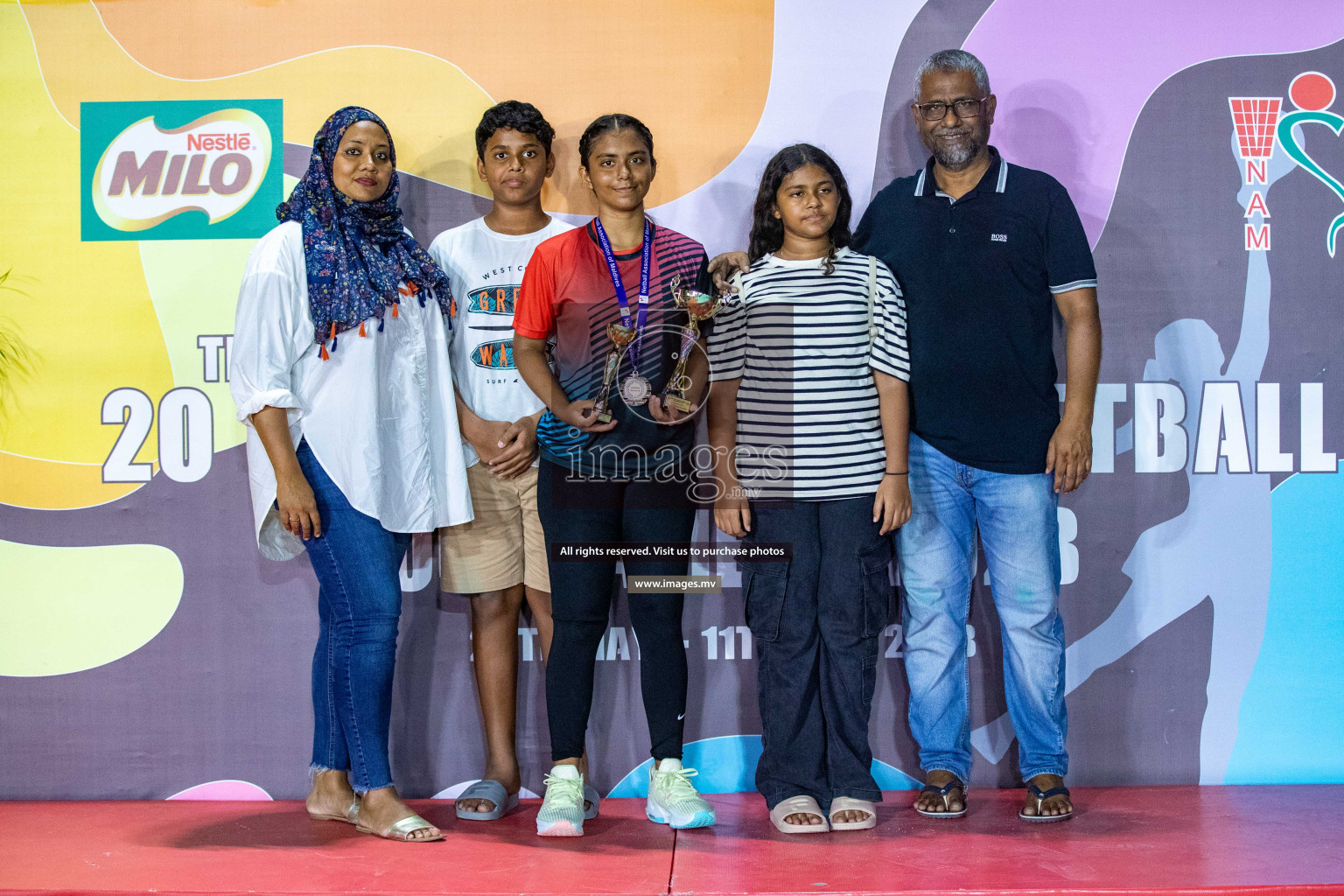 Day 6 of 20th Milo National Netball Tournament 2023, held in Synthetic Netball Court, Male', Maldives on 4th June 2023 Photos: Nausham Waheed/ Images.mv