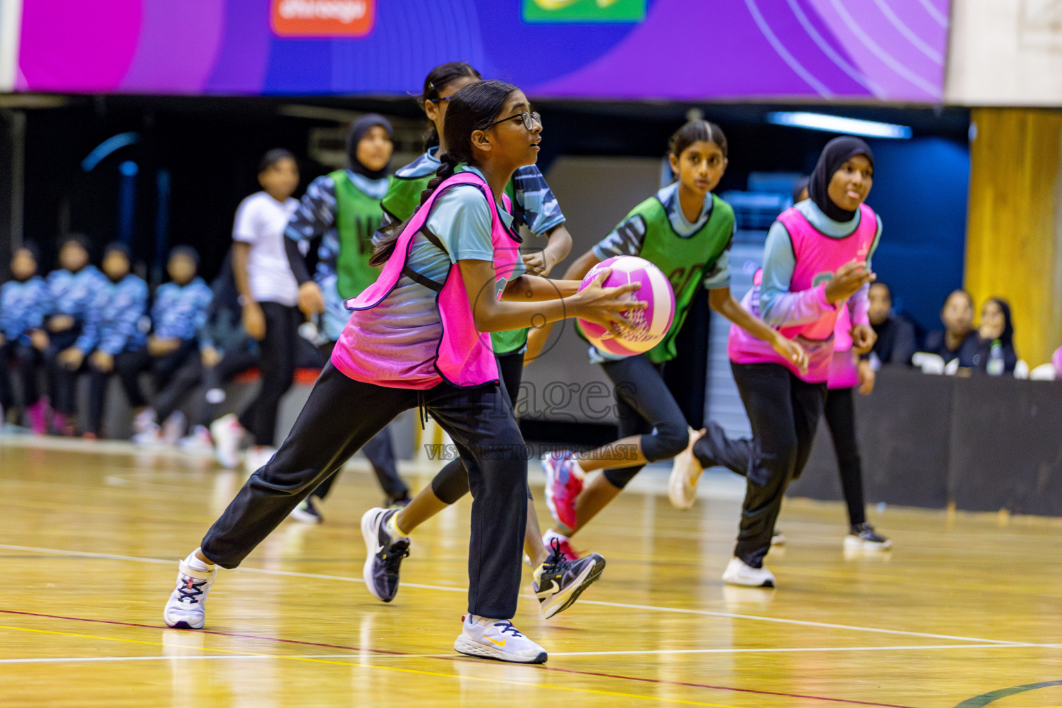 High Flyers vs Netkids B in Day 3 of 3rd Netball Junior Championship, held at Social Center on Tuesday, 21st January 2025 . 
Photos: Hassan Simah / images.mv
