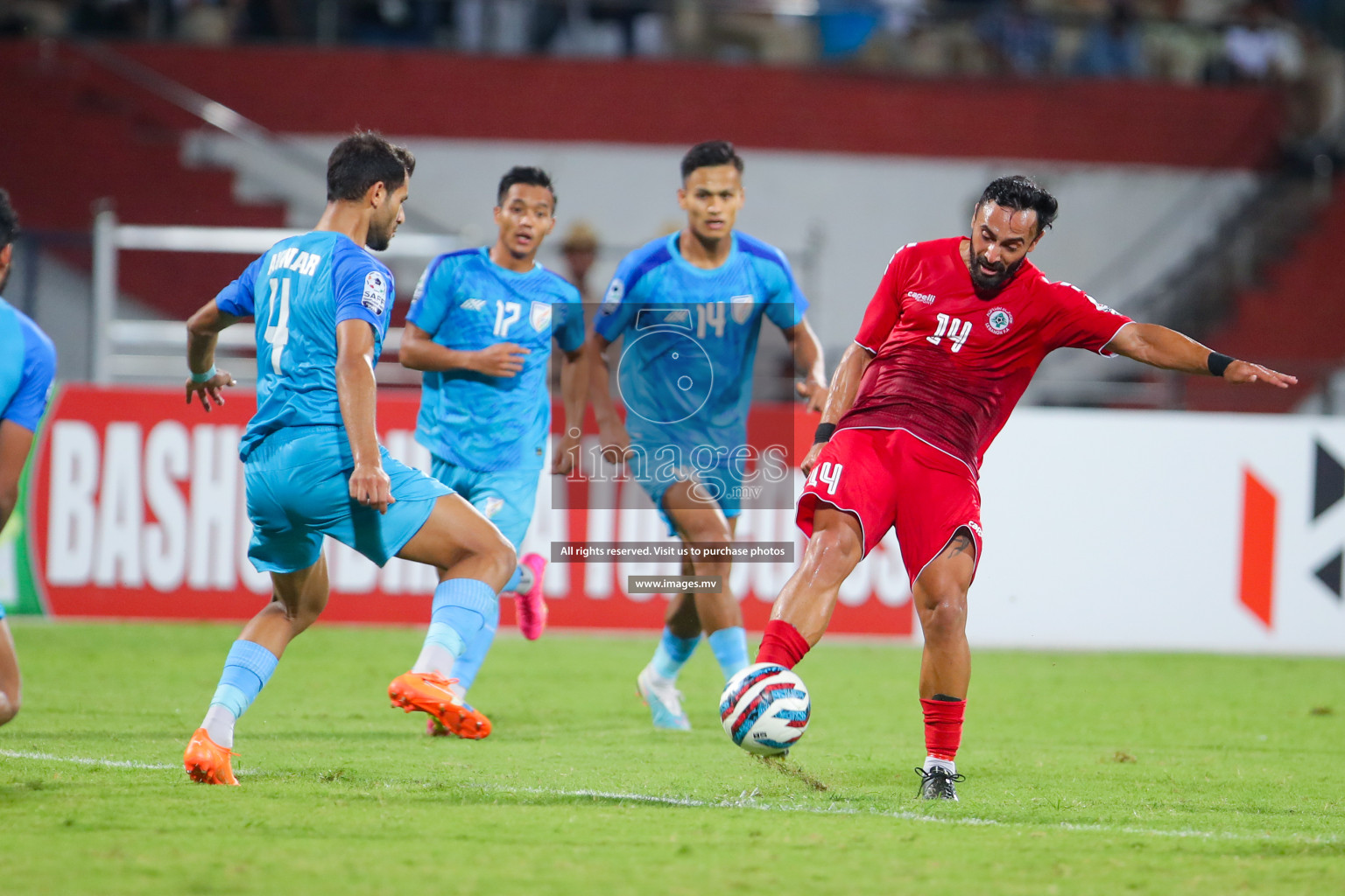 Lebanon vs India in the Semi-final of SAFF Championship 2023 held in Sree Kanteerava Stadium, Bengaluru, India, on Saturday, 1st July 2023. Photos: Nausham Waheed, Hassan Simah / images.mv