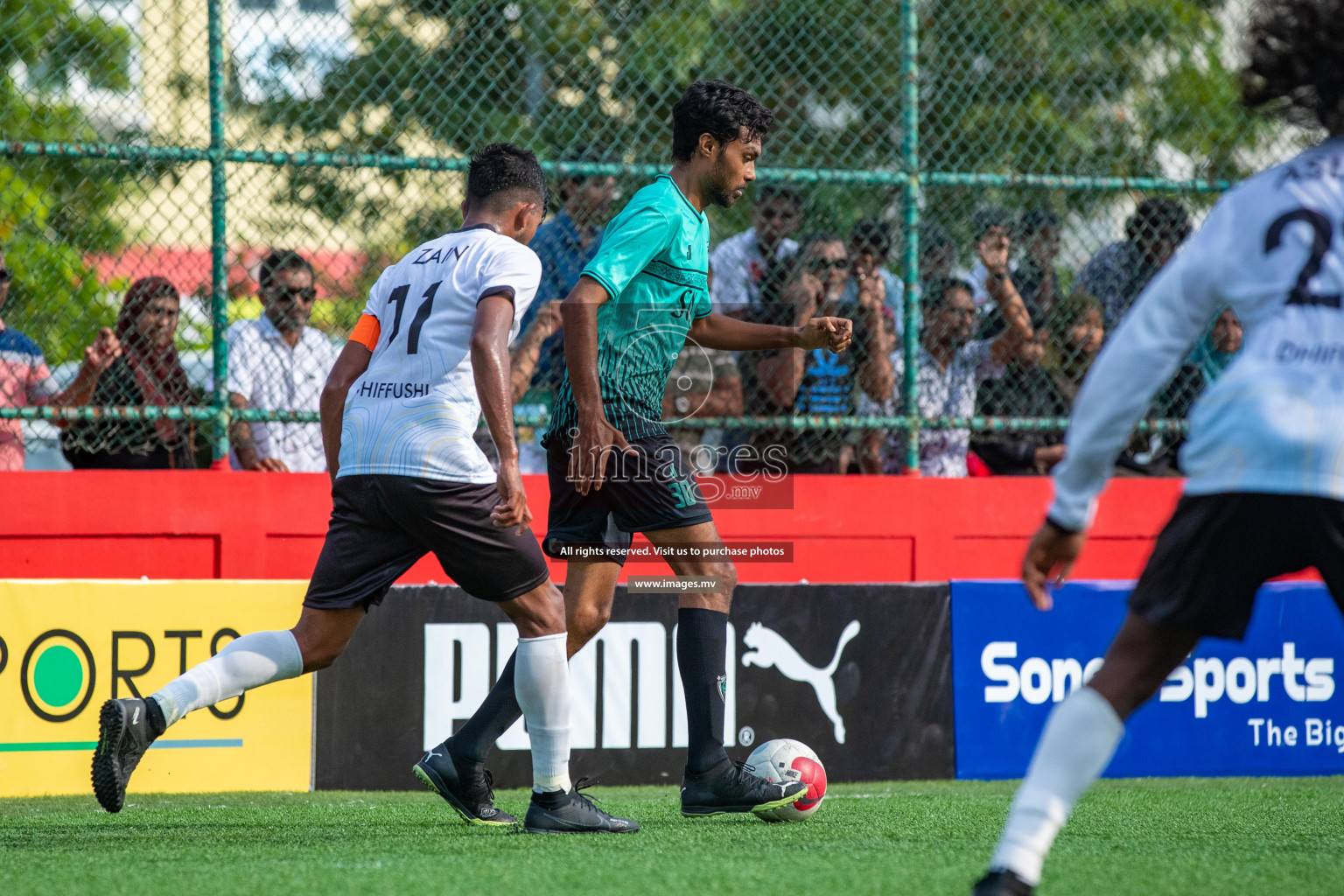 K. Dhiffushi vs K. Thulusdhoo in Day 6 of Golden Futsal Challenge 2023 on 10 February 2023 in Hulhumale, Male, Maldives