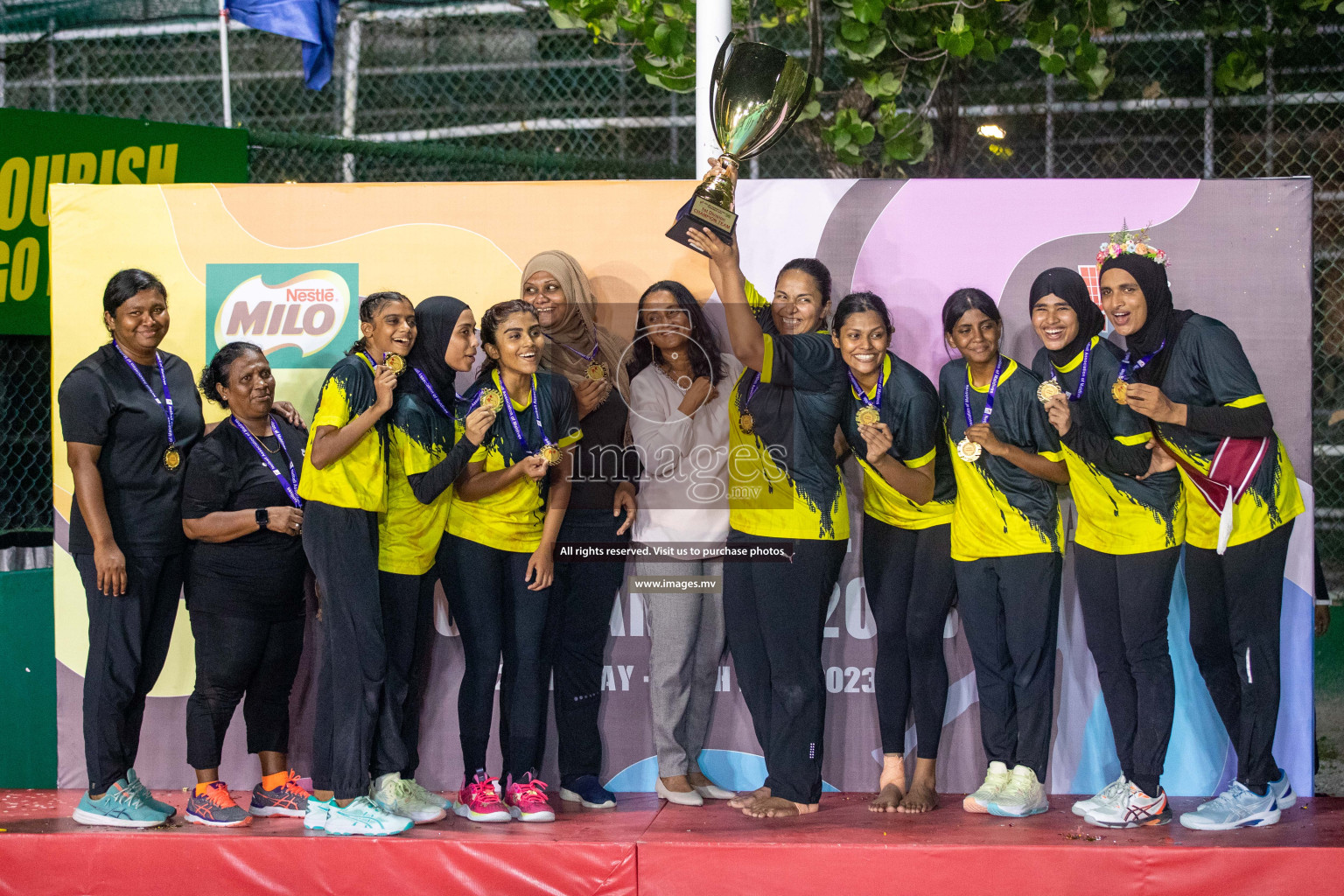 Final of 20th Milo National Netball Tournament 2023, held in Synthetic Netball Court, Male', Maldives on 11th June 2023 Photos: Nausham Waheed/ Images.mv