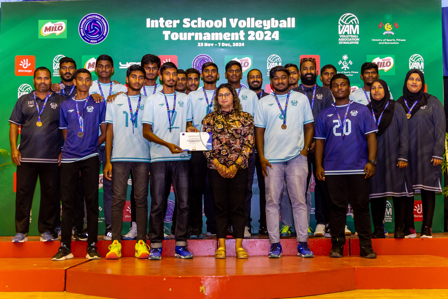 Finals of Interschool Volleyball Tournament 2024 was held in Social Center at Male', Maldives on Friday, 6th December 2024. Photos: Nausham Waheed / images.mv