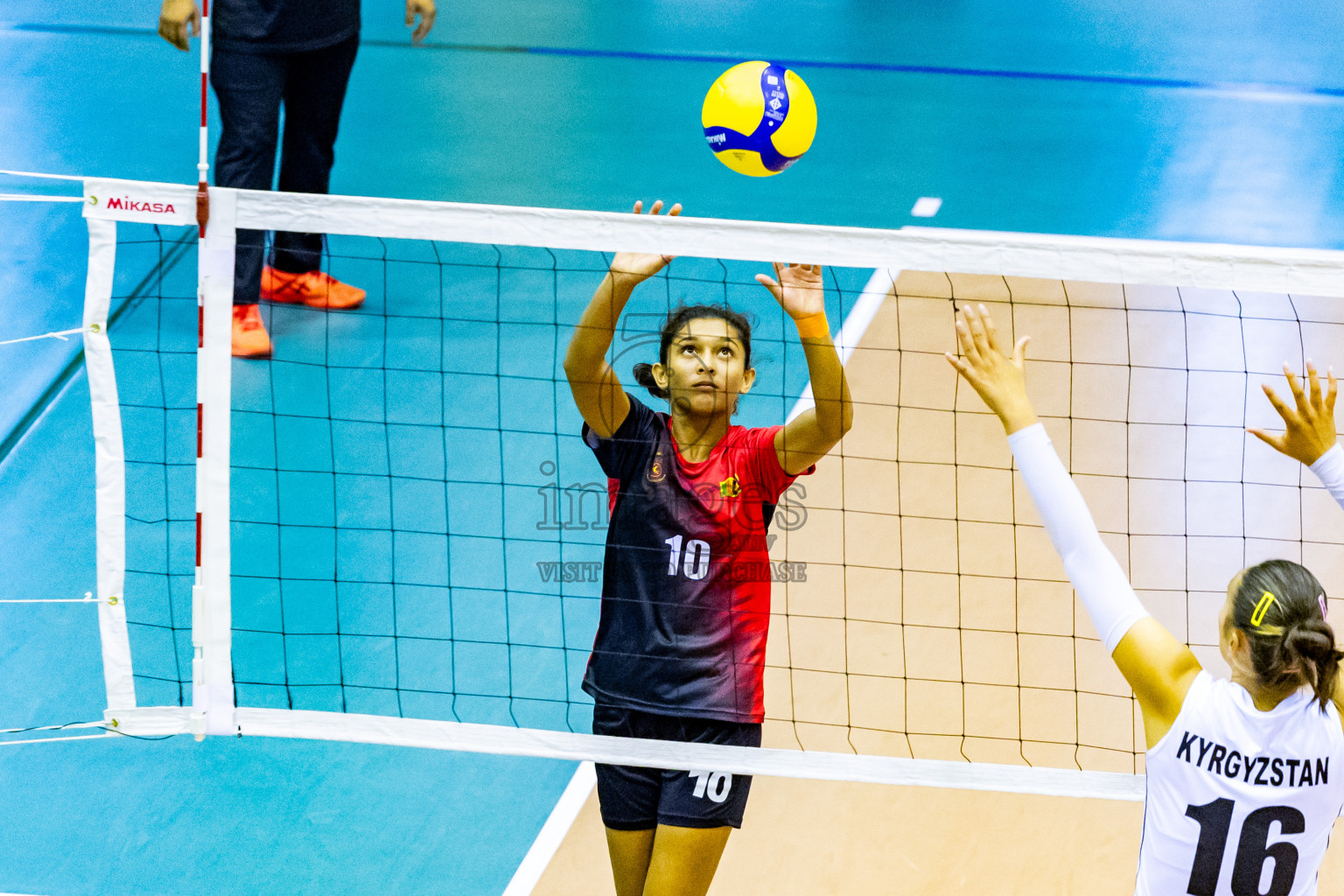 Kyrgyzstan vs Sri Lanka in Day 3 of CAVA U20 Woman's Volleyball Championship 2024 was held in Social Center, Male', Maldives on 20th July 2024. Photos: Nausham Waheed / images.mv