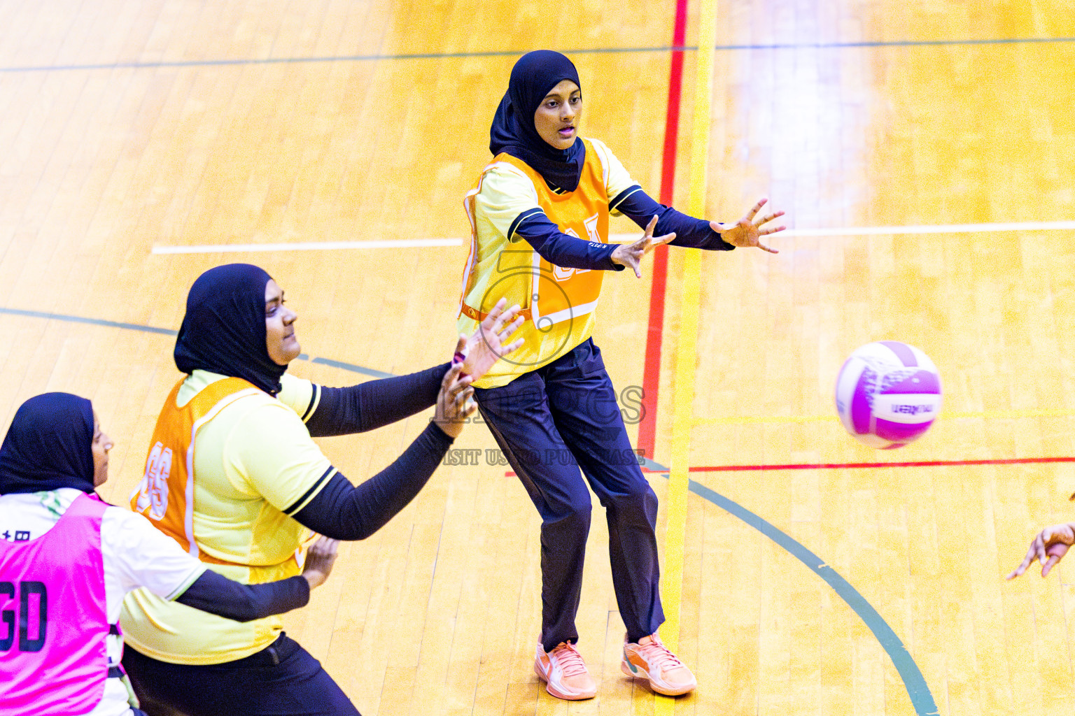 KYRC vs Sports Club Shining Star in Day 10 of National Netball Tournament 2025 held in Social Center at Male', Maldives on Tuesday, 27th May 2025. Photos: Nausham Waheed / images.mv