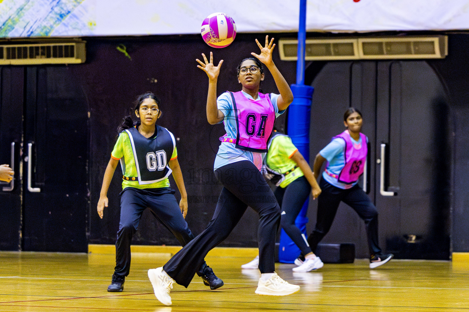 Youth United Sports Club vs SC Skylark in Day 9 of National Netball Tournament 2025 held in Social Center at Male', Maldives on Monday, 26th May 2025. Photos: Nausham Waheed / images.mv