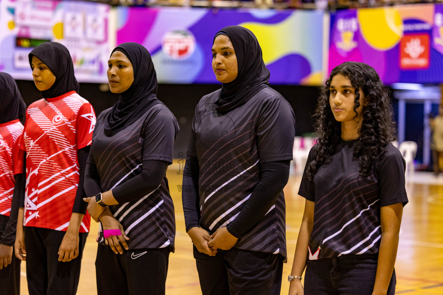 Iskandhar School vs Ghiyasuddin International School in the U15 Finals of Inter-school Netball Tournament held in Social Center at Male', Maldives on Monday, 26th August 2024. Photos: Hassan Simah / images.mv