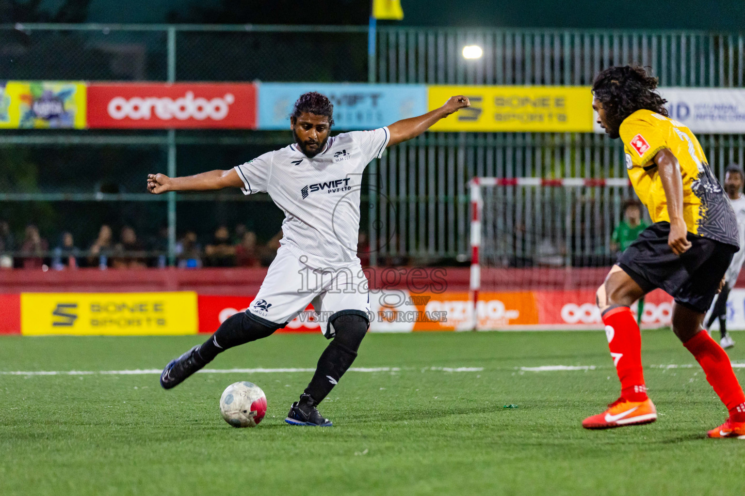 M Muli vs M Naalaafushi in Day 22 of Golden Futsal Challenge 2024 was held on Monday , 5th February 2024 in Hulhumale', Maldives Photos: Nausham Waheed / images.mv