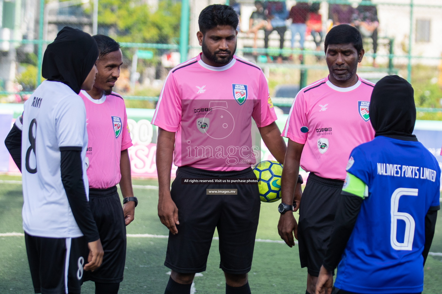 Maldives Ports Limited vs Dhivehi Sifainge Club in the semi finals of 18/30 Women's Futsal Fiesta 2019 on 27th April 2019, held in Hulhumale Photos: Hassan Simah / images.mv