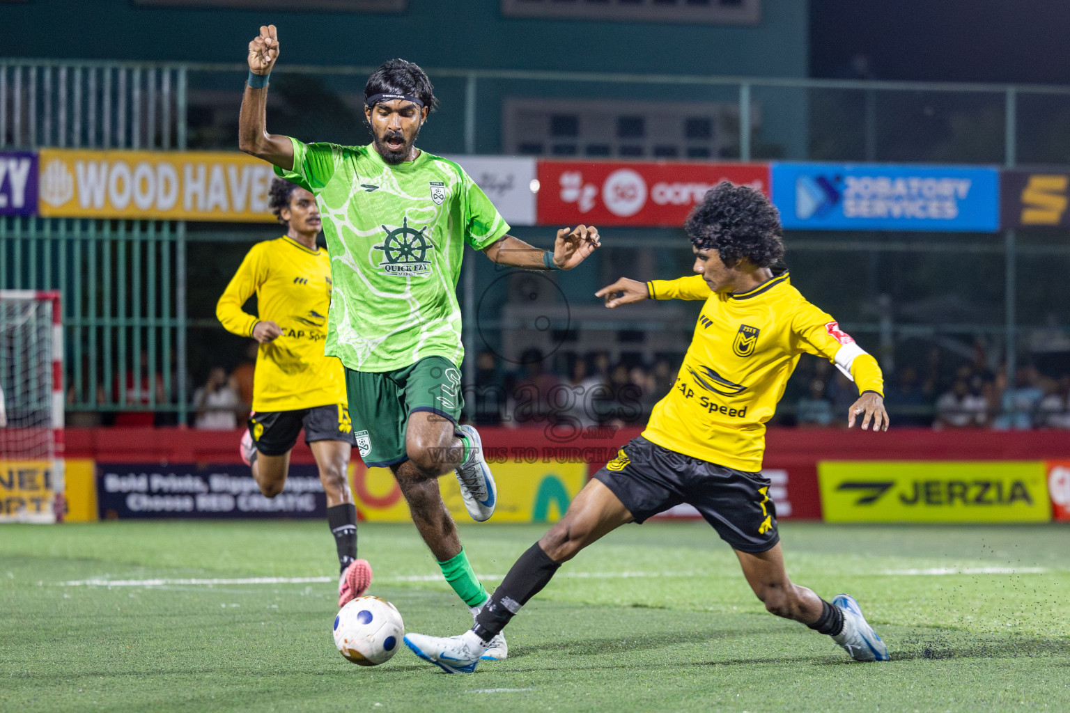 F. Biledhoo VS F. Magoodhoo in Day 7 of Golden Futsal Challenge 2025 was held on Saturday, 11th January 2025, in Hulhumale', Maldives Photos: Hassan Simah / images.mv