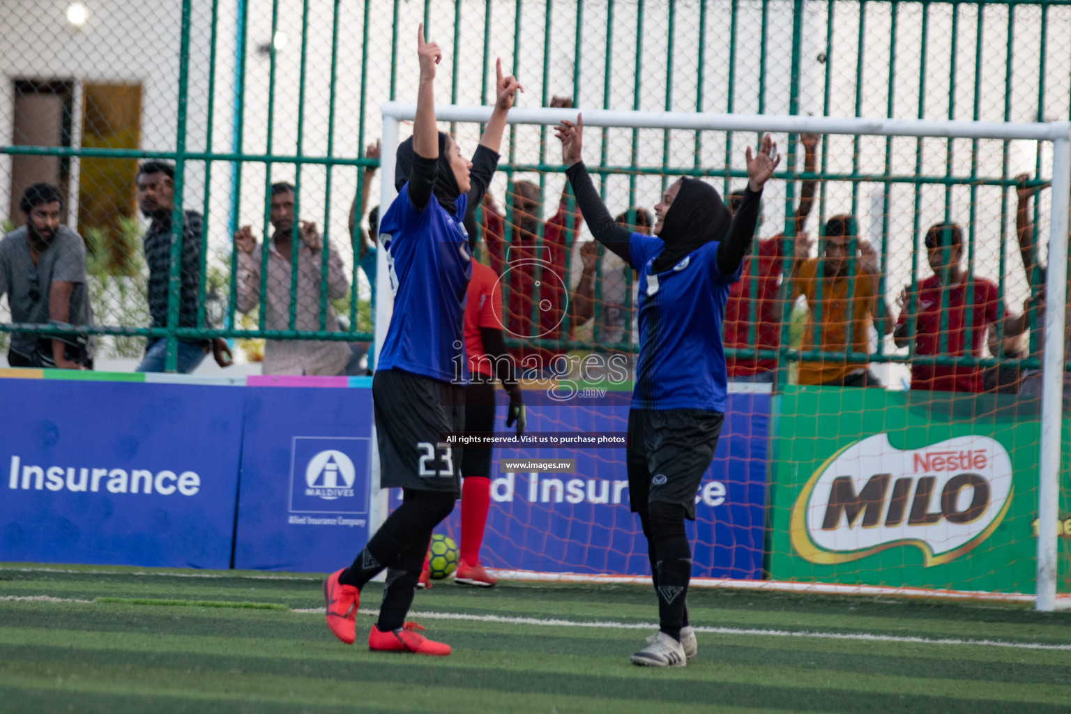 Maldives Ports Limited vs Dhivehi Sifainge Club in the semi finals of 18/30 Women's Futsal Fiesta 2019 on 27th April 2019, held in Hulhumale Photos: Hassan Simah / images.mv