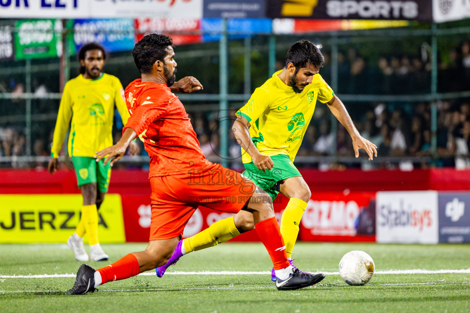 Gdh Vaadhoo vs GA Dhevvadhoo in zone round on Day 32 of Golden Futsal Challenge 2025 was held on Wednesday , 5th February 2025, in Hulhumale', Maldives. Photos: Nausham Waheed / images.mv