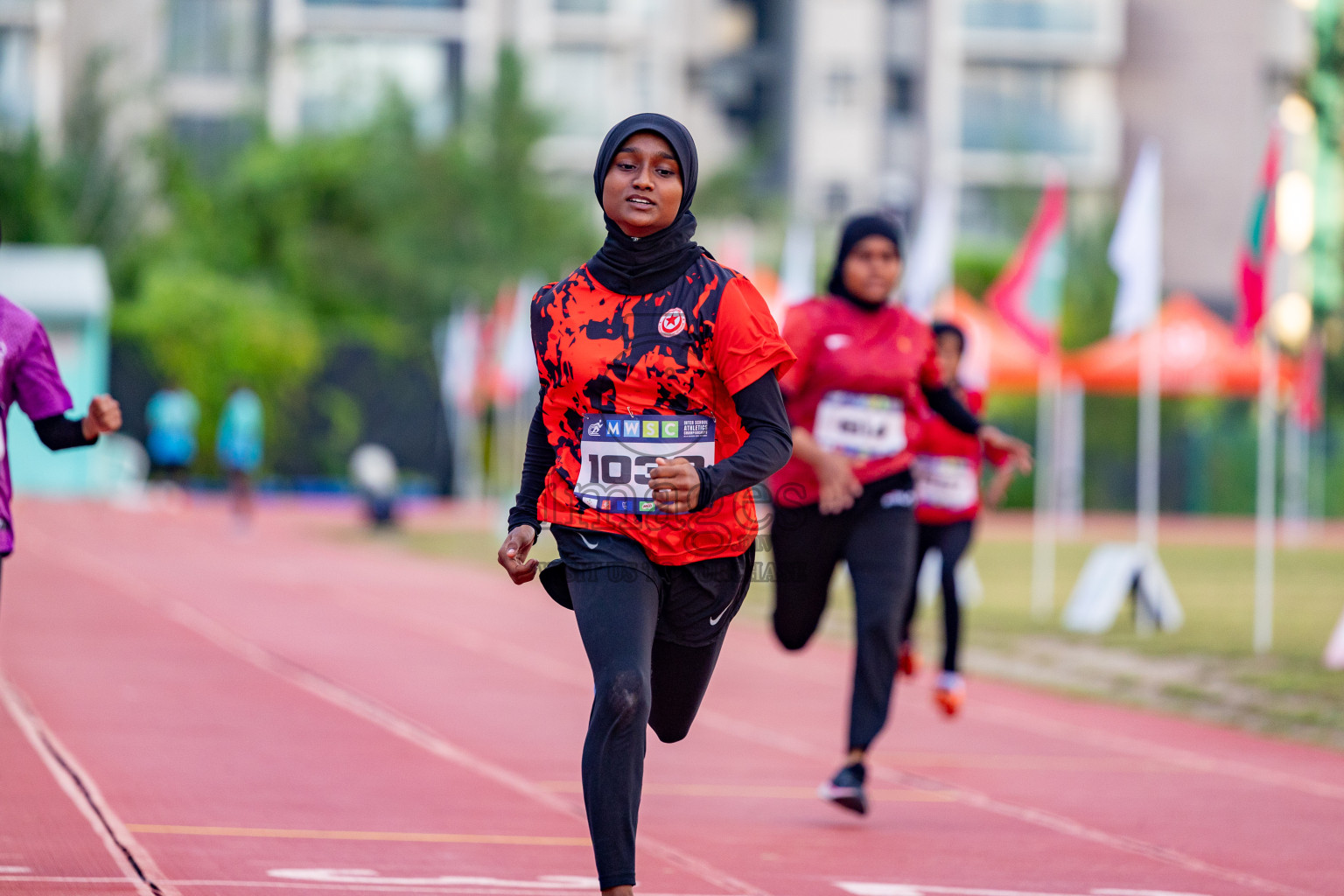 Day 1 of MWSC Interschool Athletics Championships 2024 held in Hulhumale Running Track, Hulhumale, Maldives on Saturday, 9th November 2024. 
Photos by: Hassan Simah / Images.mv