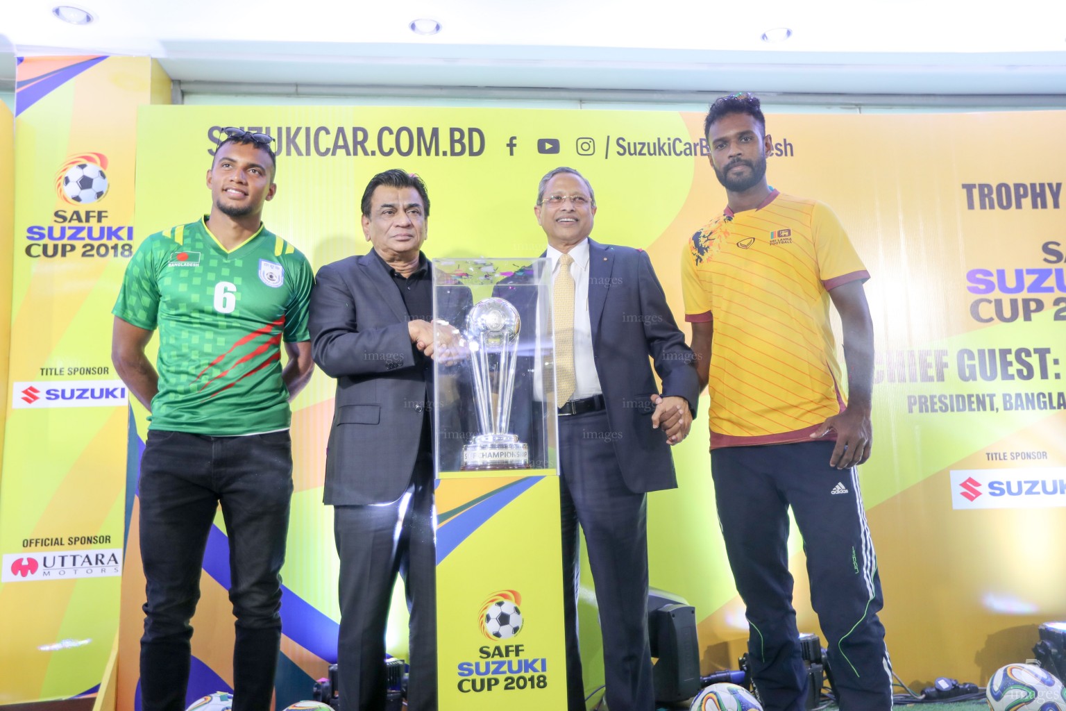 SAFF Suzuki Cup Trophy unveiling ceremony hosted by Bangladesh Football Federation in Dhaka, Bangladesh, Sunday, September 02, 2018. (Images.mv Photo/ Hussain Sinan). 