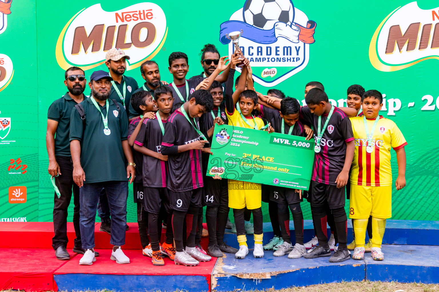 Day 4 of MILO Academy Championship 2024 - U12 was held at Henveiru Grounds in Male', Maldives on Sunday, 7th July 2024. Photos: Nausham Waheed / images.mv