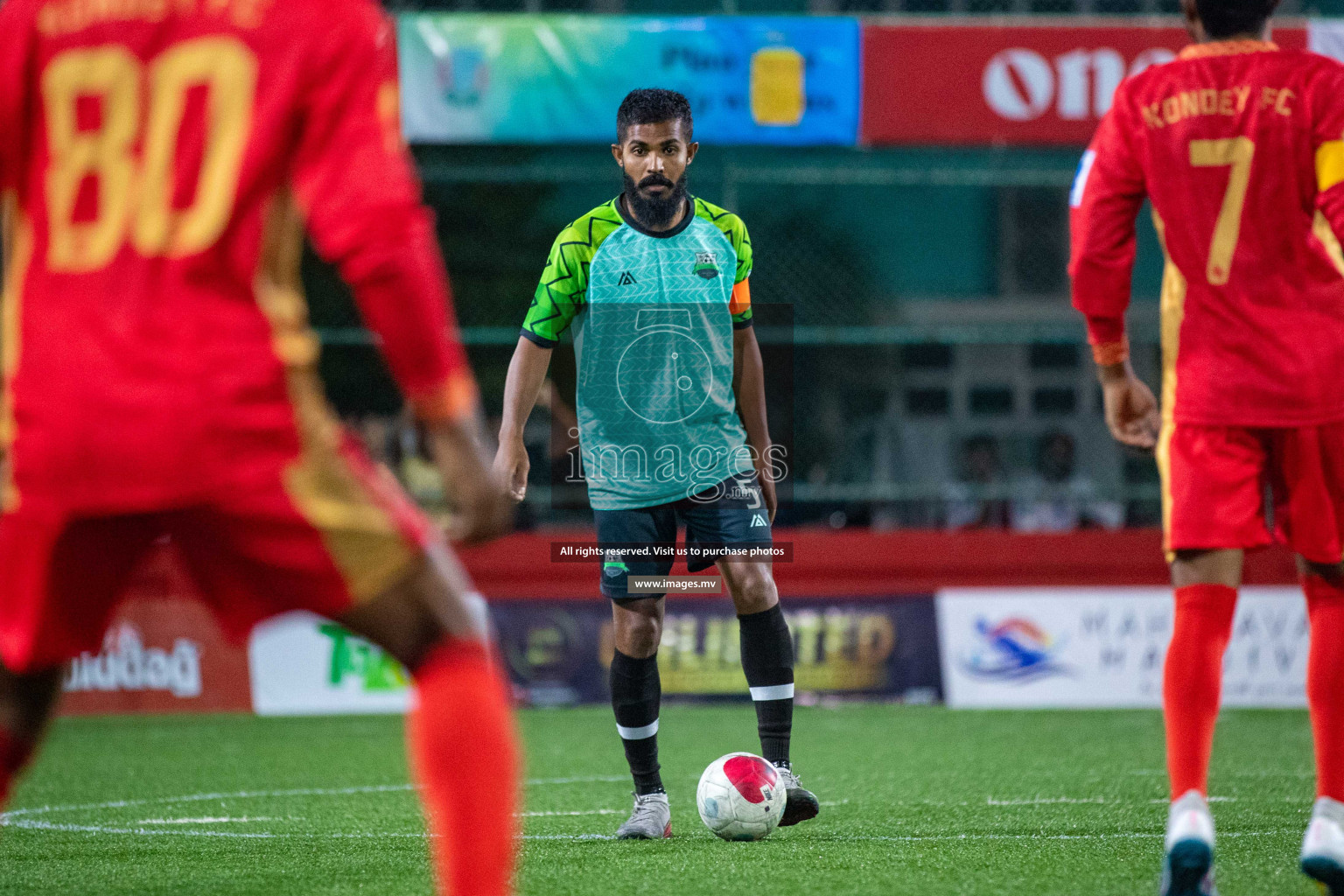 GA. Kondey vs GA. Dhaandhoo in Day 7 of Golden Futsal Challenge 2023 on 11 February 2023 in Hulhumale, Male, Maldives