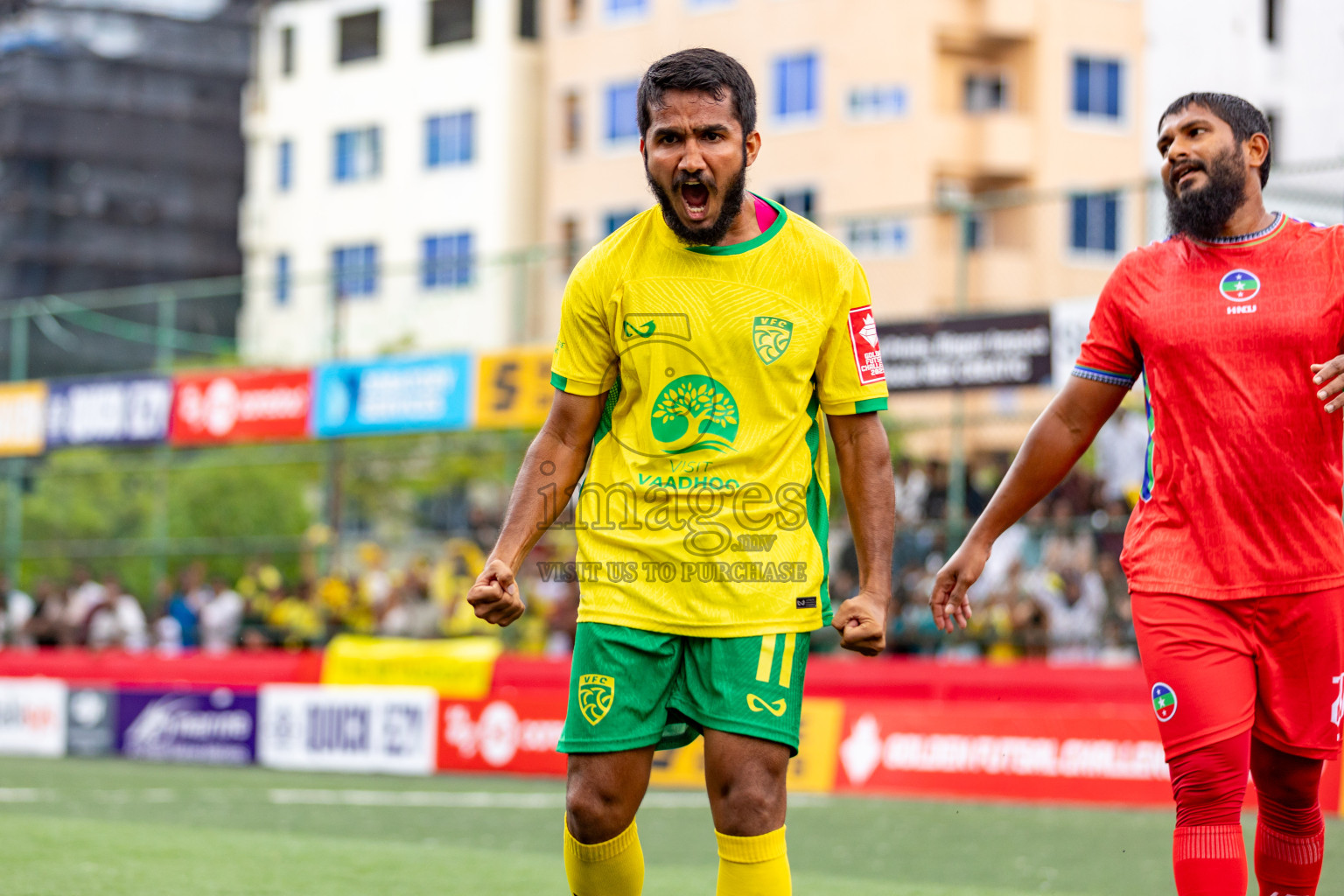 GDh Vaadhoo VS GDh Thinadhoo in Atoll Round Semi-Final on Day 20 of Golden Futsal Challenge 2025 was held on Friday, 24 January 2025, in Hulhumale', Maldives. Photos: Hassan Simah / images.mv
