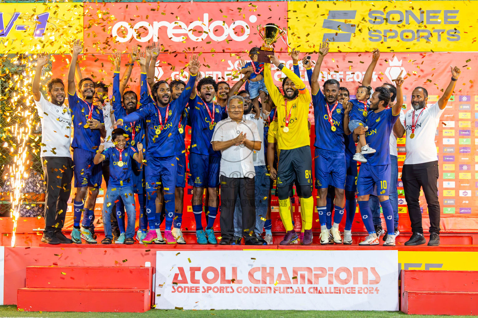 B Eydhafushi vs B Thulhaadhoo in Day 29 of Golden Futsal Challenge 2024 was held on Tuesday , 13th February 2024 in Hulhumale', Maldives Photos: Ismail Thoriq / images.mv