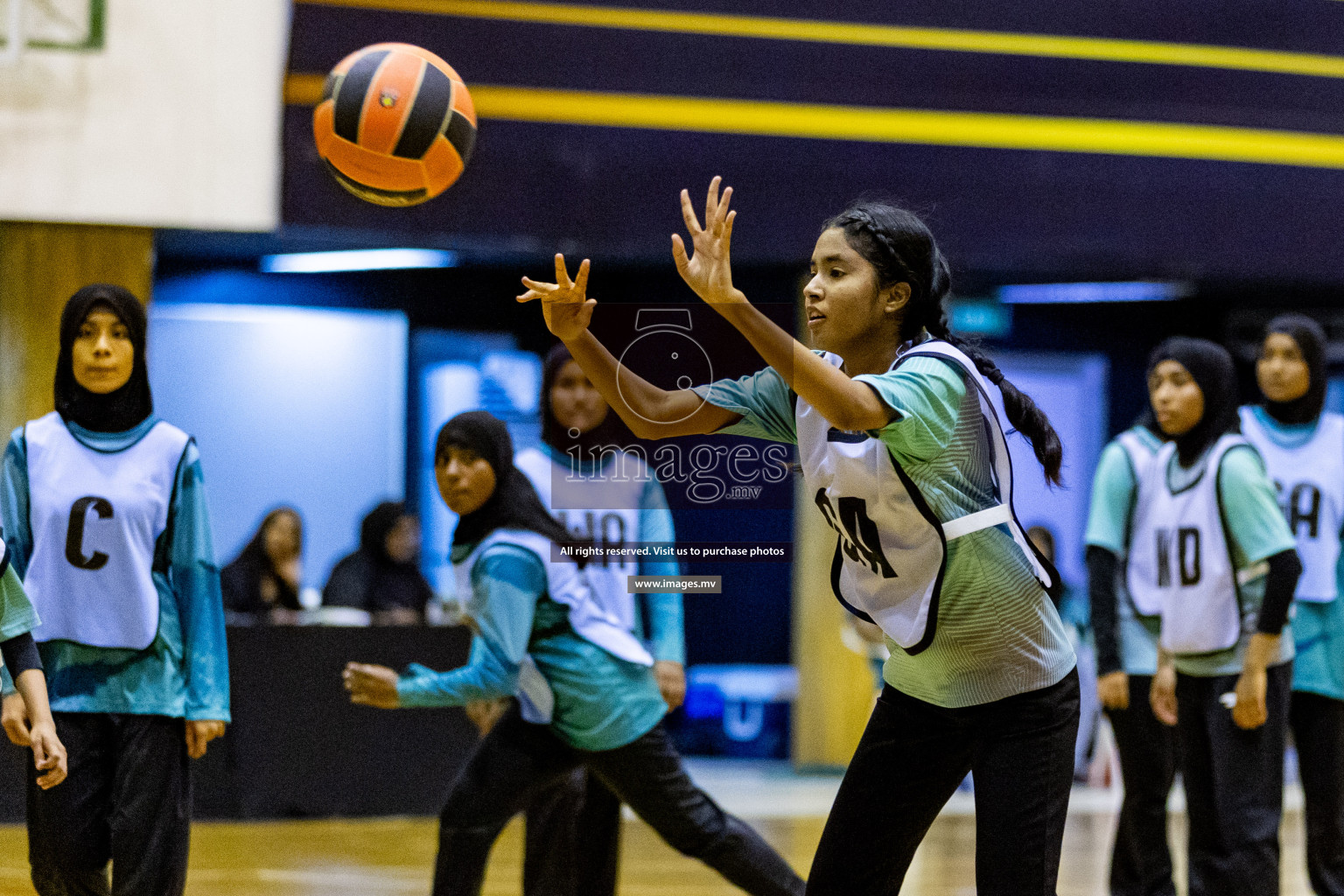 Day 9 of 24th Interschool Netball Tournament 2023 was held in Social Center, Male', Maldives on 4th November 2023. Photos: Hassan Simah / images.mv