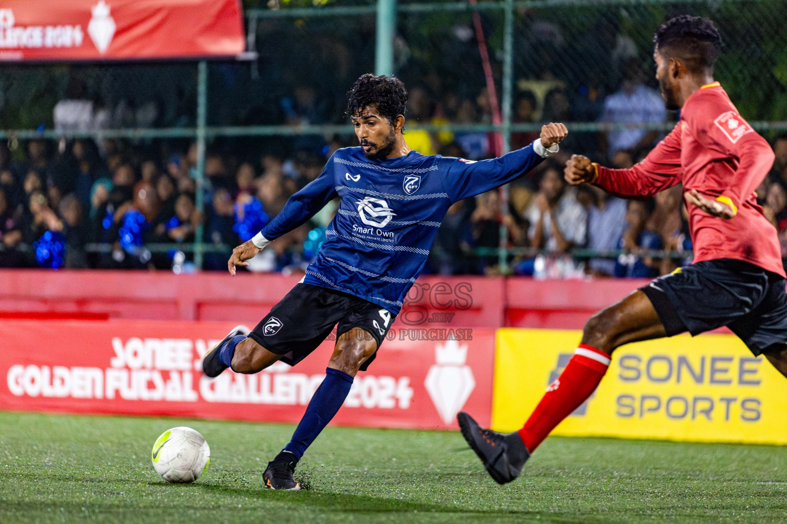 K Gaafaru vs Dh Kudahuvadhoo in Quarter Finals of Golden Futsal Challenge 2024 which was held on Friday, 1st March 2024, in Hulhumale', Maldives Photos: Nausham Waheed / images.mv