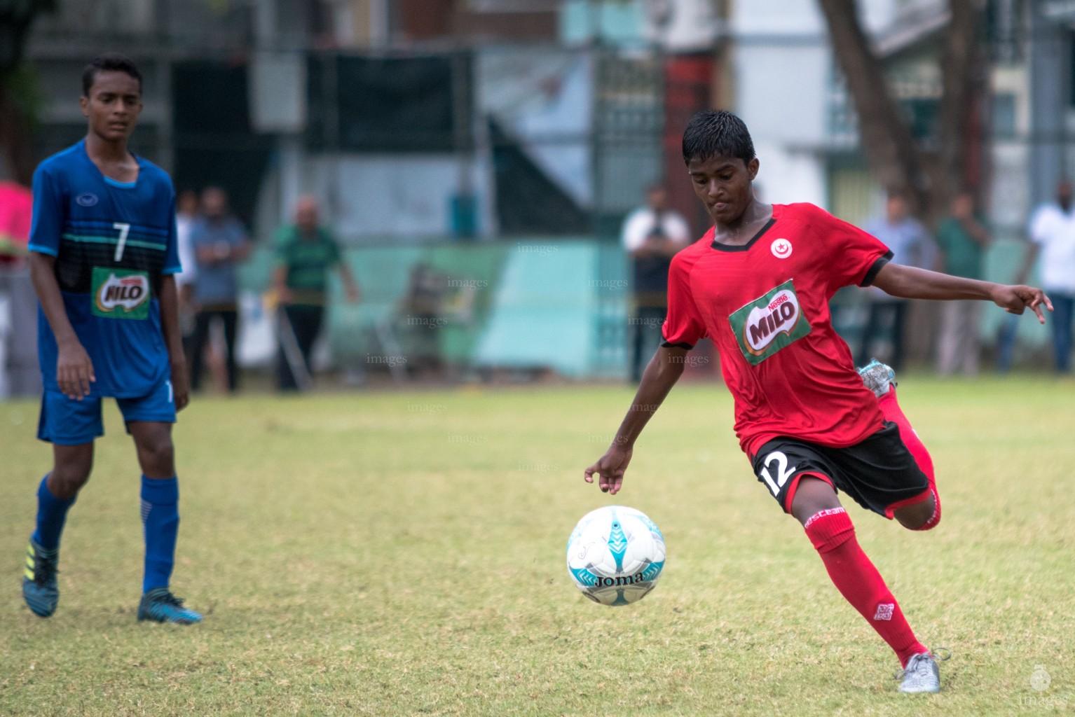 Milo Inter-school Football Tournament- Under 14 Jamaluddin School vs Iskandar School  In Henveiru Stadium at 1415. Monday 12th March 2018  in Male' Maldives. Images.mv Photo/ Abdulla Abeedh