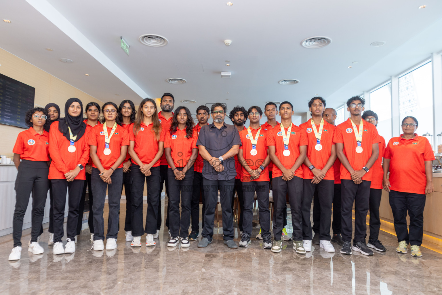 Arrival of Junior athletics team after 4th South Asian Junior Athletics Championship. Both Junior Men and Women's team won Bronze from 4x100m Relay event. 
Photos: Ismail Thoriq / images.mv