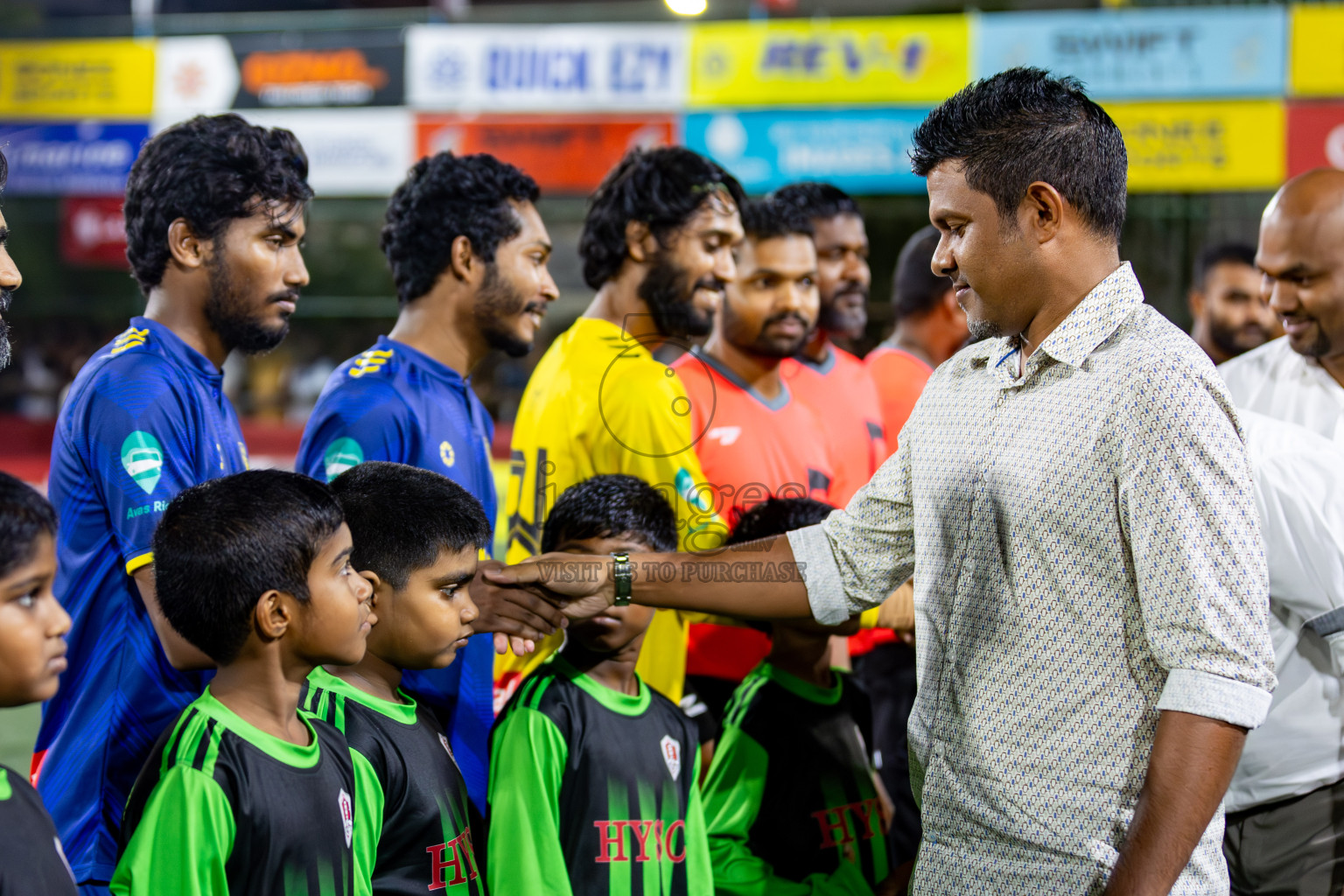 L. Gan VS B. Eydhafushi in the Finals of Golden Futsal Challenge 2024 which was held on Thursday, 7th March 2024, in Hulhumale', Maldives. 
Photos: Hassan Simah / images.mv