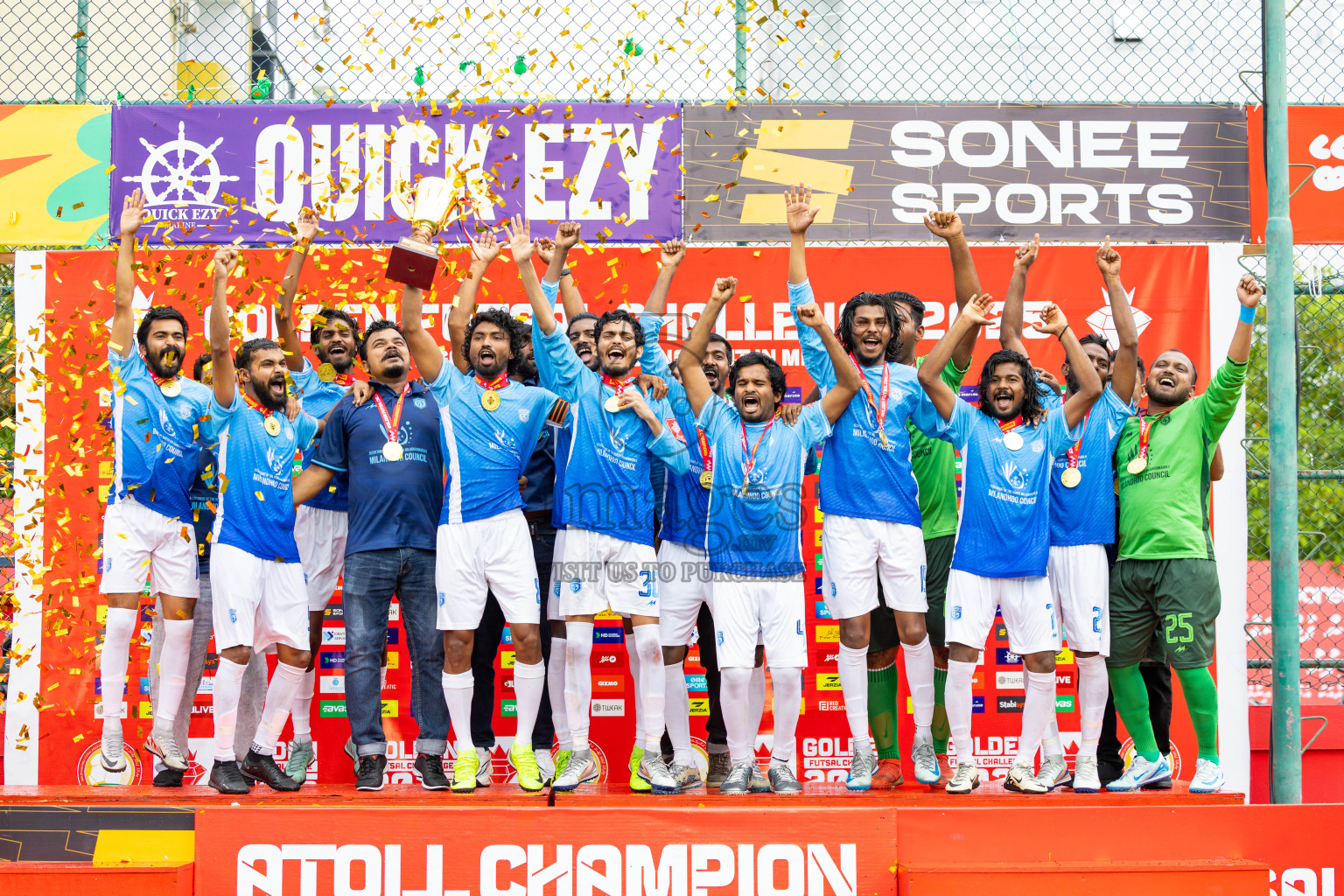Sh Kanditheemu vs Sh Milandhoo in Day 21 of Golden Futsal Challenge 2025 was held on Saturday , 25th January 2025, in Hulhumale', Maldives.
Photos: Ismail Thoriq / images.mv