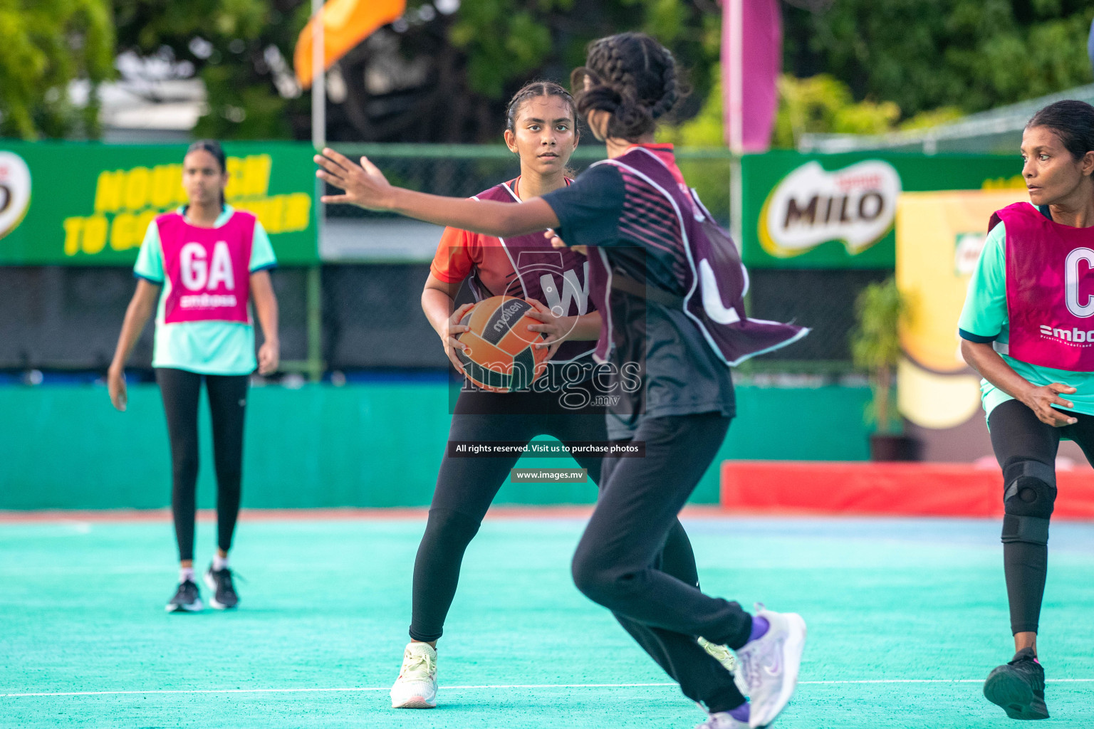 Day 6 of 20th Milo National Netball Tournament 2023, held in Synthetic Netball Court, Male', Maldives on 4th June 2023 Photos: Nausham Waheed/ Images.mv