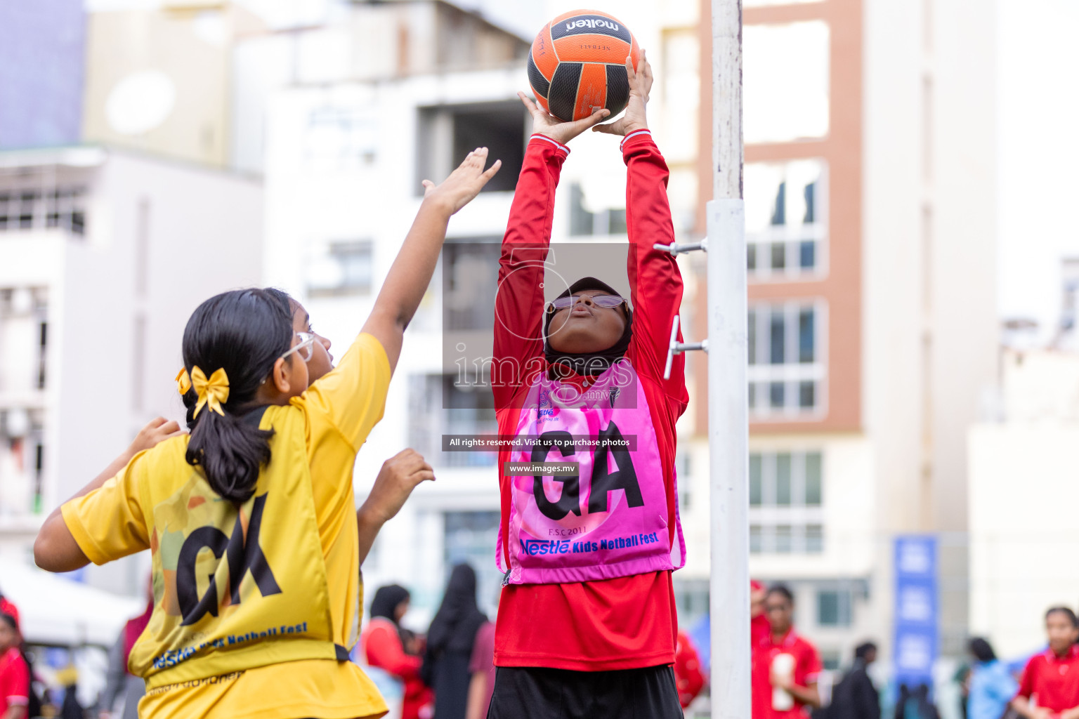 Day 2 of Nestle' Kids Netball Fiesta 2023 held in Henveyru Stadium, Male', Maldives on Thursday, 1st December 2023. Photos by Nausham Waheed / Images.mv