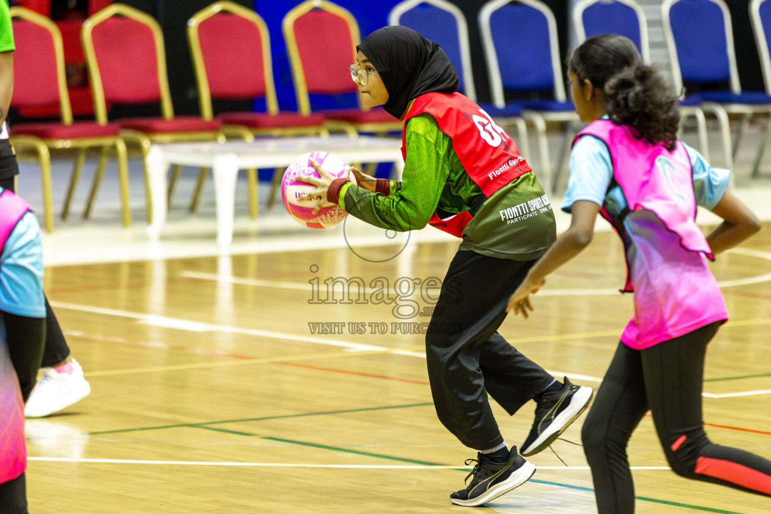 Netkids C vs Fionti Academy A in Day 5 of 3rd Netball Junior Championship, held at Social Center on Thursday 23rd January 2025 . Photos: Shuu Abdul Sattar / images.mv