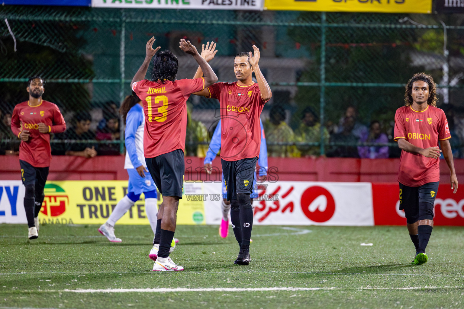 Dh. Kudahuvadhoo VS N. Kendhikulhudhoo in Round of 16 on Day 40 of Golden Futsal Challenge 2024 which was held on Tuesday, 27th February 2024, in Hulhumale', Maldives Photos: Hassan Simah / images.mv