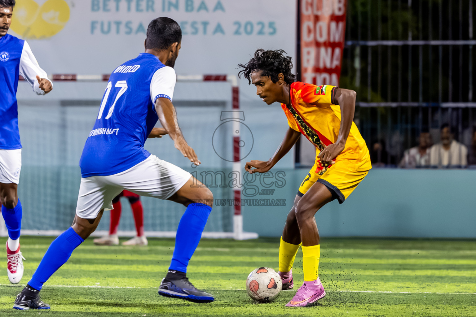 Hithaadhoo vs Thulhaadhoo in Day 5 of Better in Baa Futsal Fiesta 2025 Men's division held in B. Eydhafushi, Maldives on Sunday, 9th November 2025. Photos: Nausham Waheed / images.mv