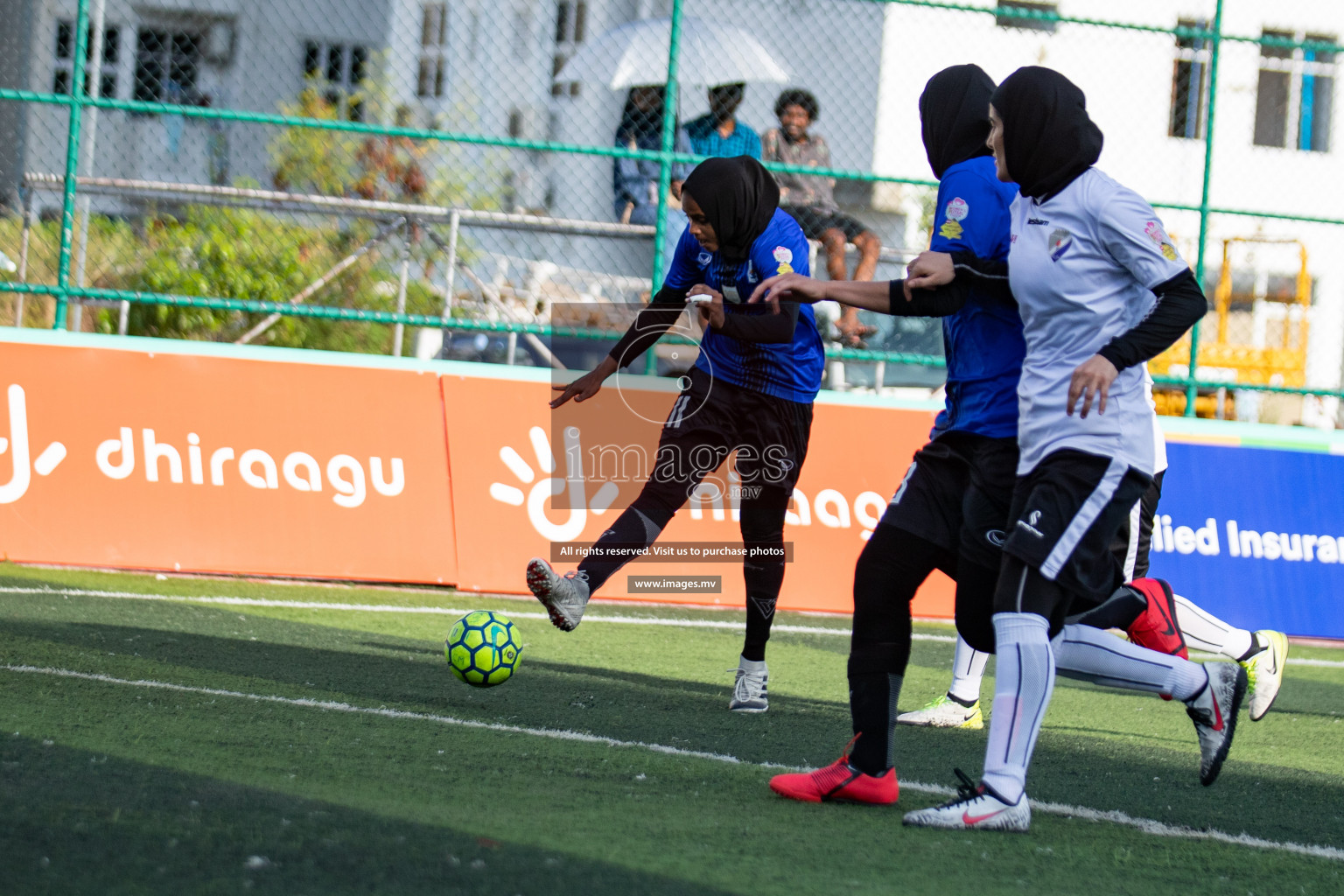 Maldives Ports Limited vs Dhivehi Sifainge Club in the semi finals of 18/30 Women's Futsal Fiesta 2019 on 27th April 2019, held in Hulhumale Photos: Hassan Simah / images.mv