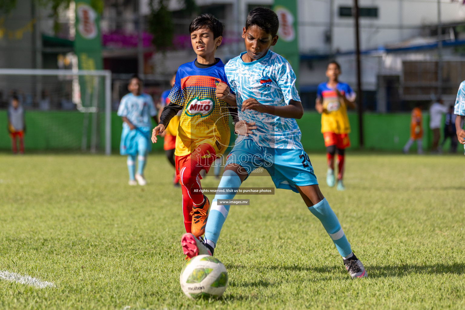 Day 1 of MILO Academy Championship 2023 (U12) was held in Henveiru Football Grounds, Male', Maldives, on Friday, 18th August 2023. Photos: Mohamed Mahfooz Moosa / images.mv